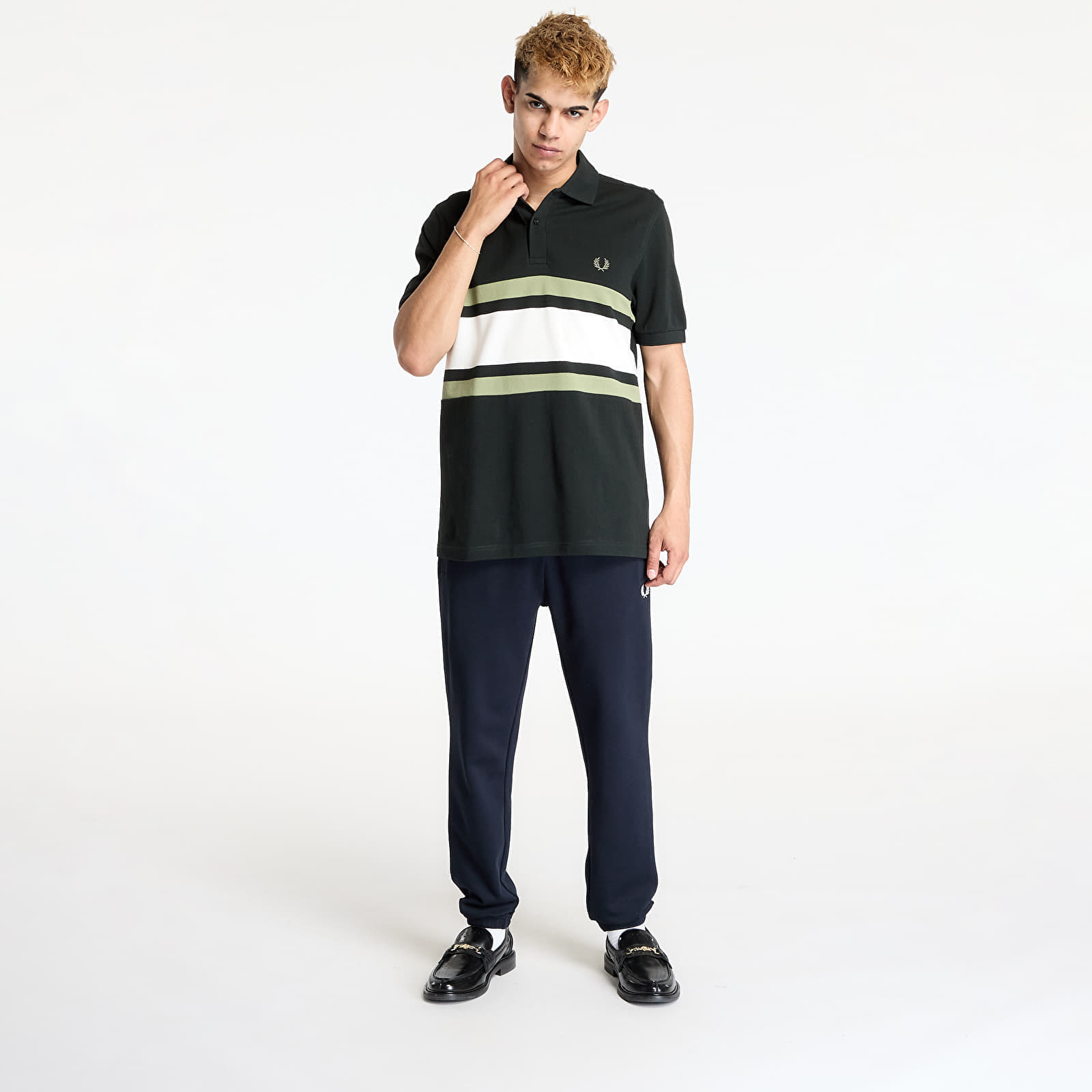 T-shirt FRED PERRY Panelled Polo Shirt Night Green M