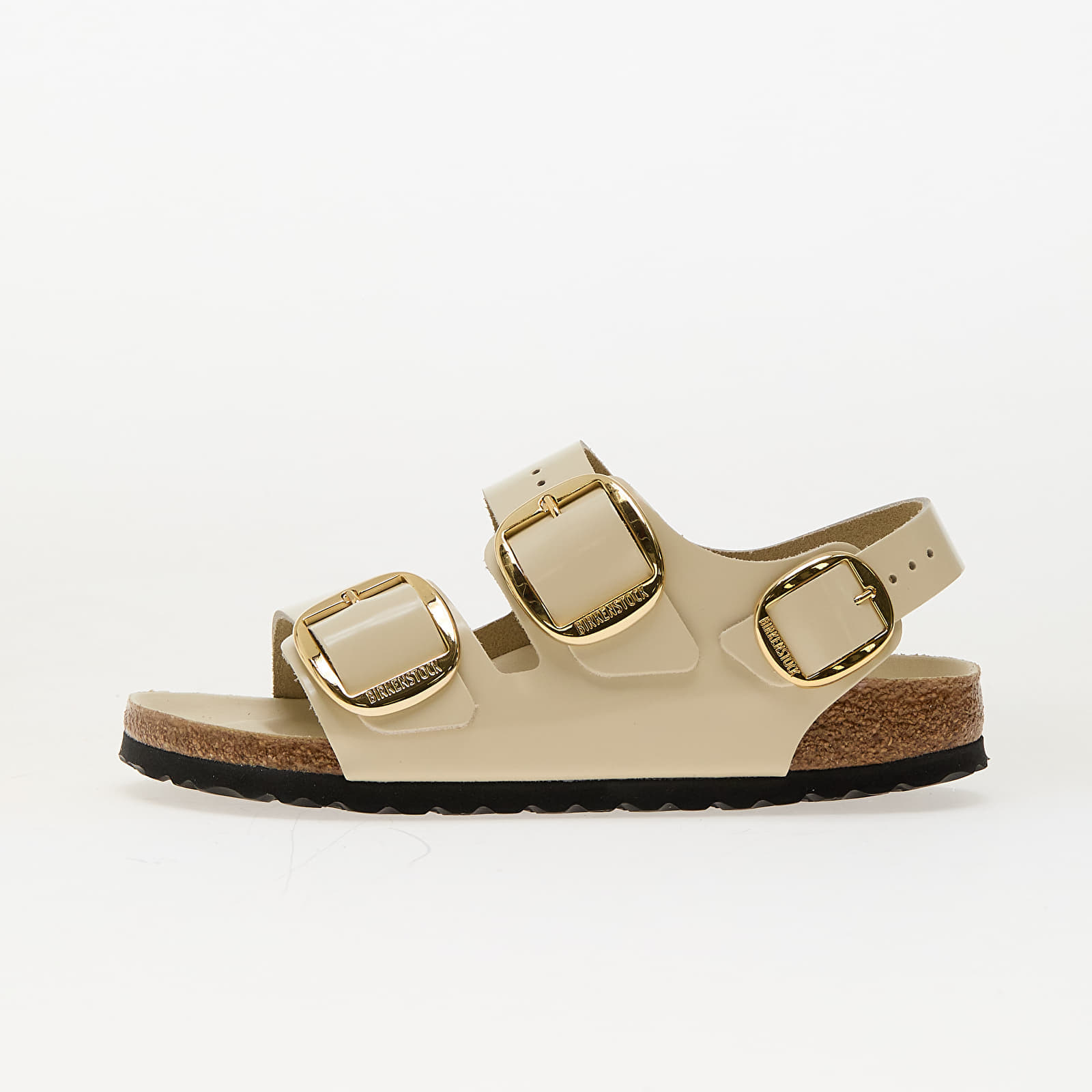 Birkenstock Sneakers Birkenstock Milano Big Buckle Natural Leather Patent High-Shine Ecru EUR 38