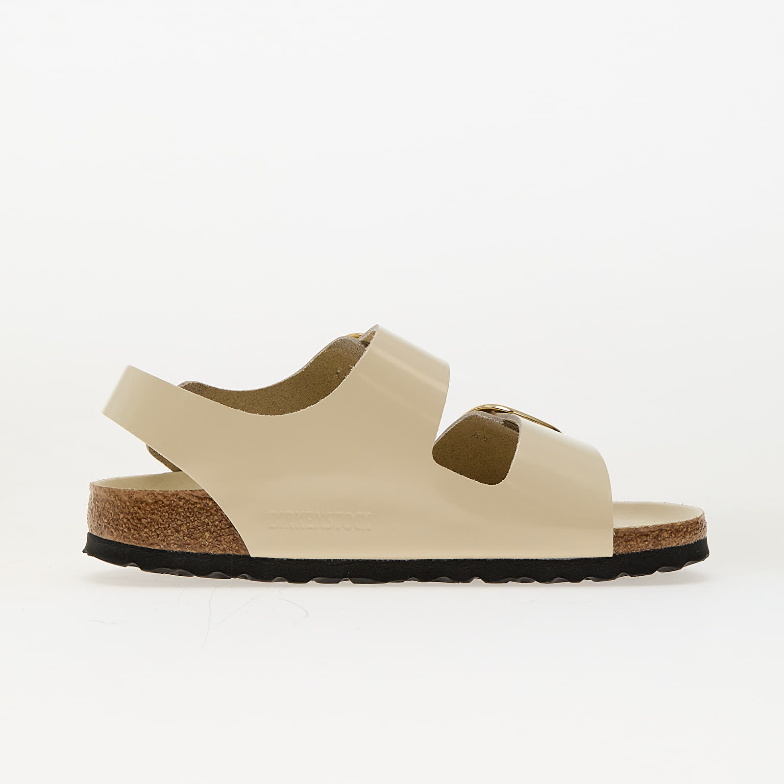 Zapatillas y zapatos de mujer Birkenstock Milano Big Buckle Natural Leather Patent High-Shine Ecru