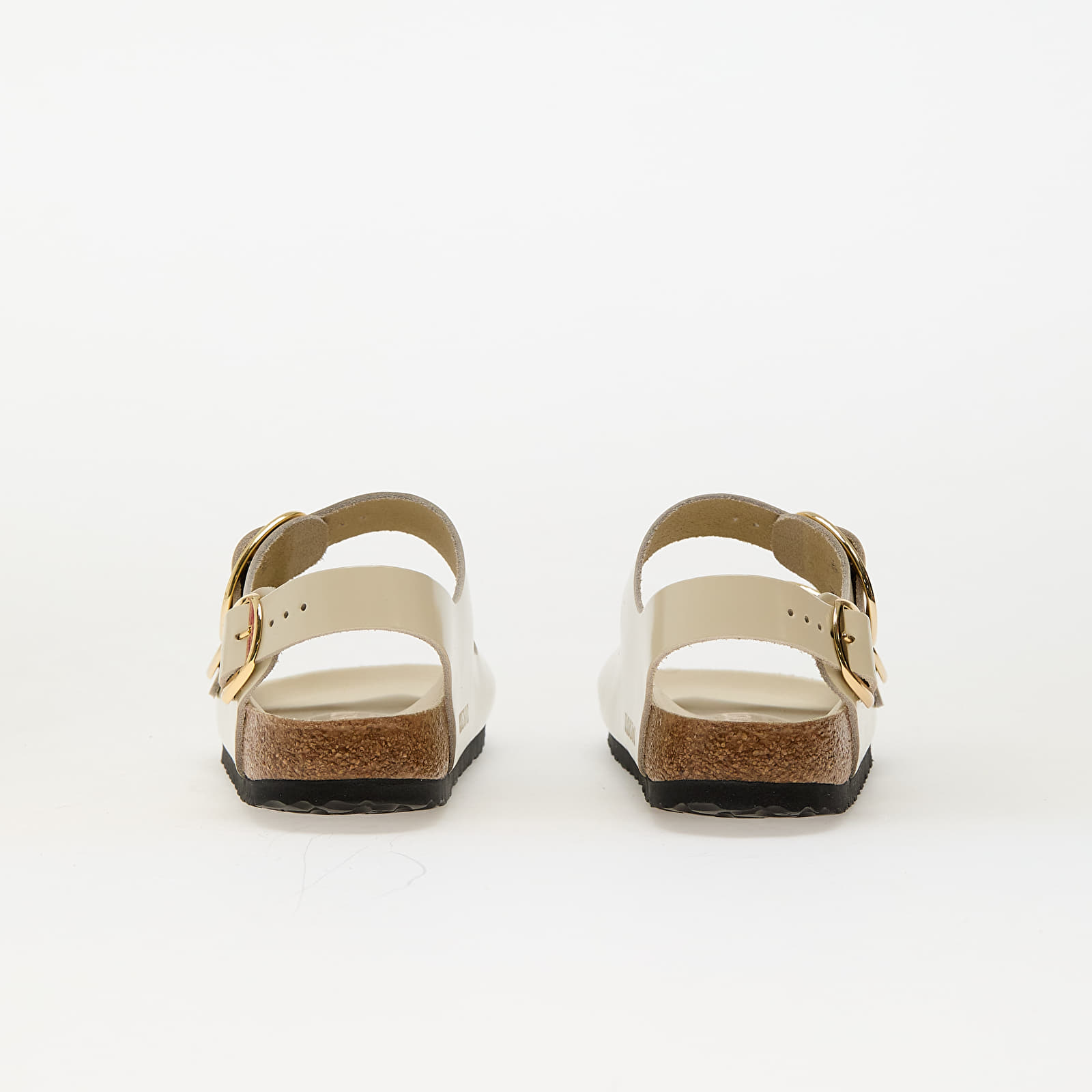 Zapatillas y zapatos de mujer Birkenstock Milano Big Buckle Natural Leather Patent High-Shine Ecru