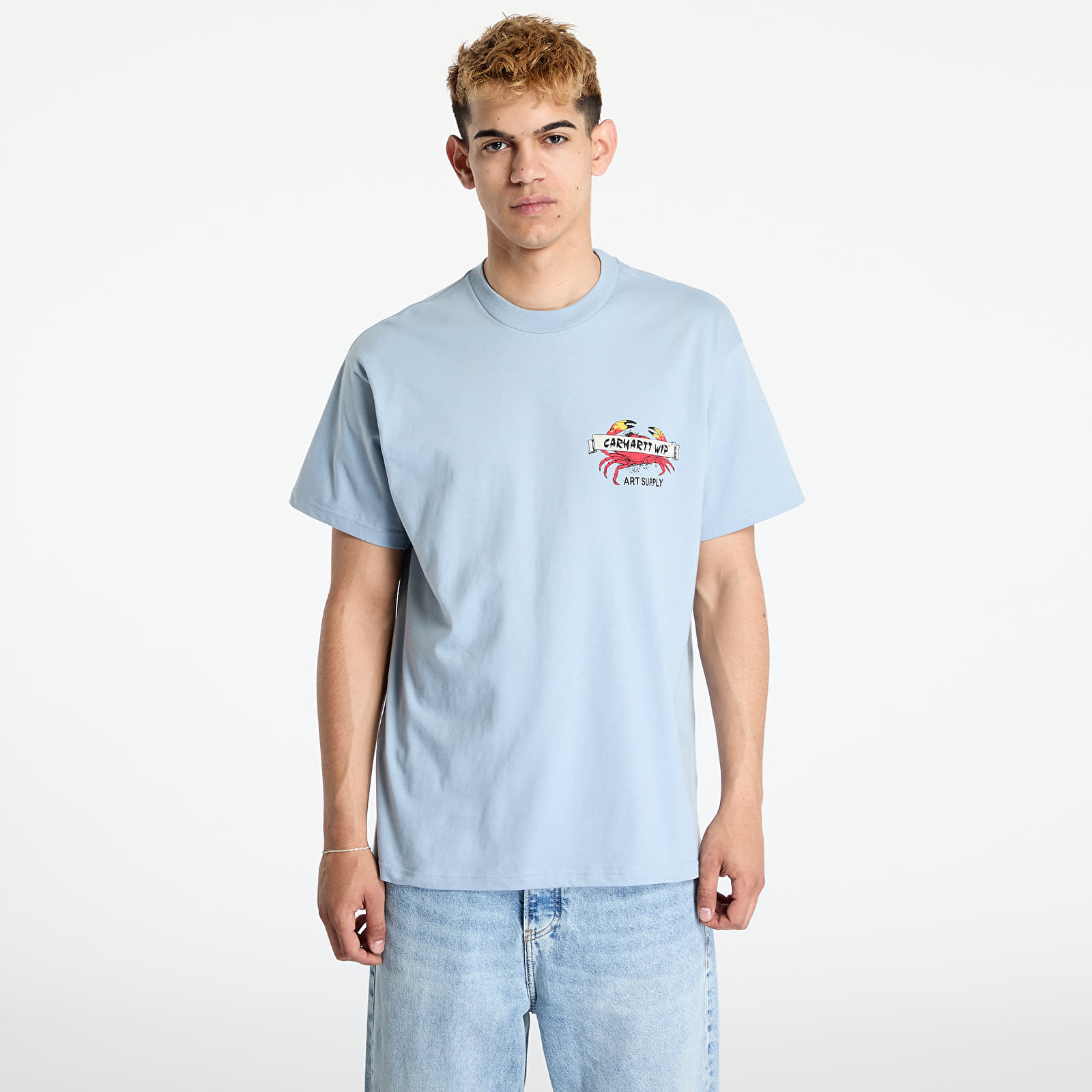 Camisetas hombre Carhartt WIP Crab Paint Short Sleeve T-Shirt UNISEX Frosted Blue