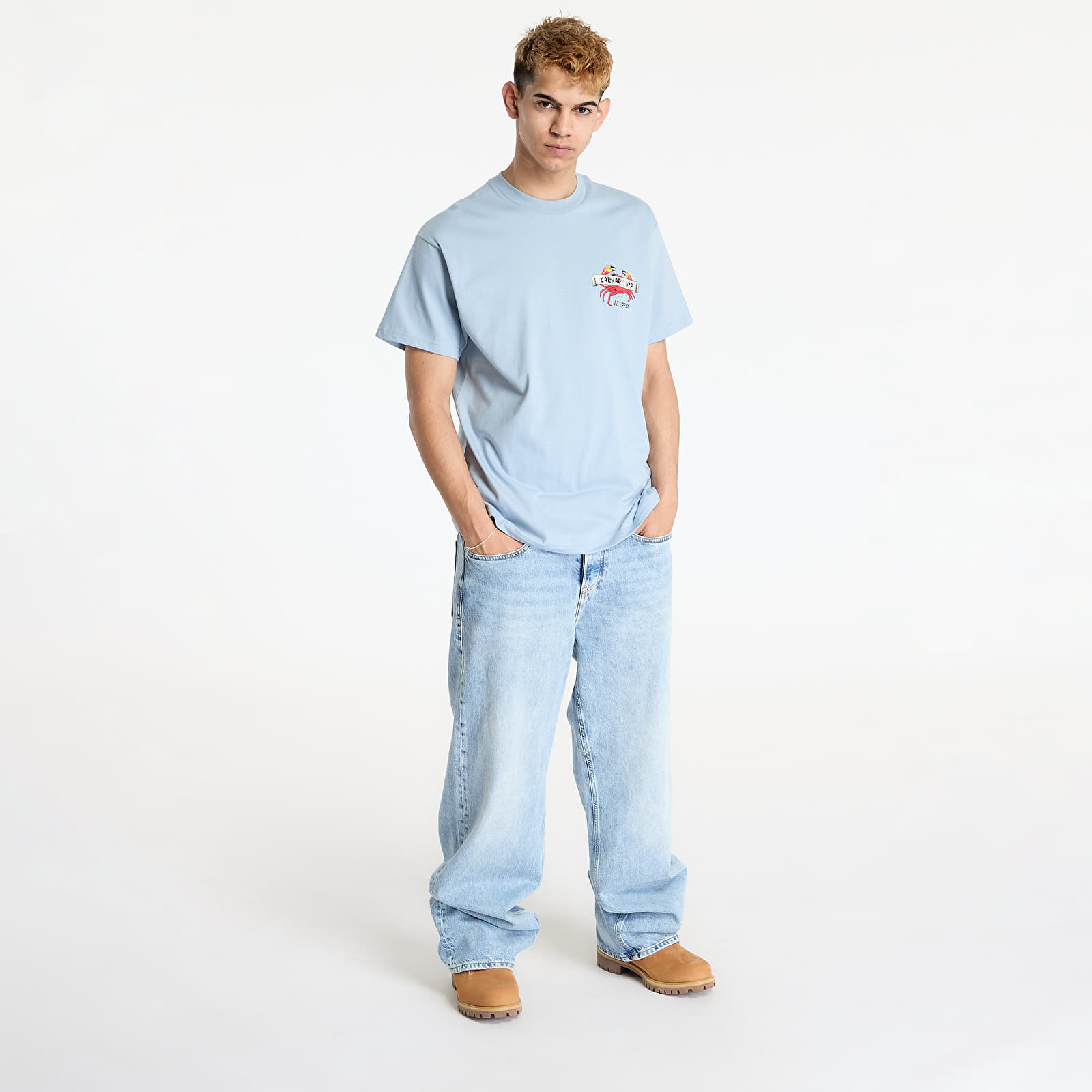 Camisetas hombre Carhartt WIP Crab Paint Short Sleeve T-Shirt UNISEX Frosted Blue