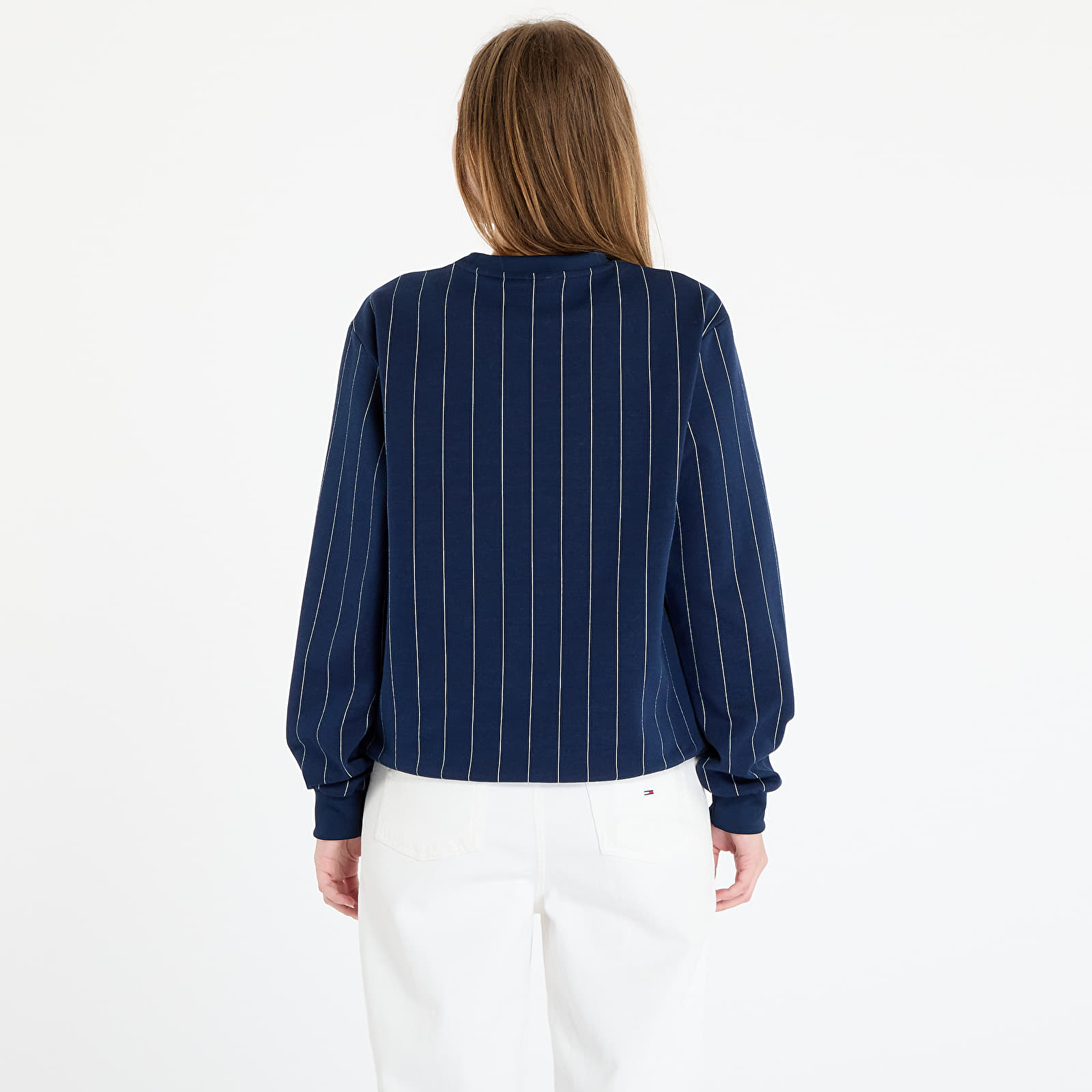 Sudaderas de mujer adidas Pinstripe Graphic Sweatshirt Blue/ Night Indigo/ Off White