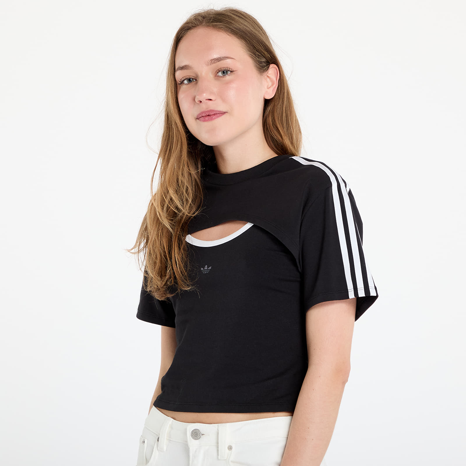 Camisetas de mujer adidas Cut-Out Cali Tee Black/ White