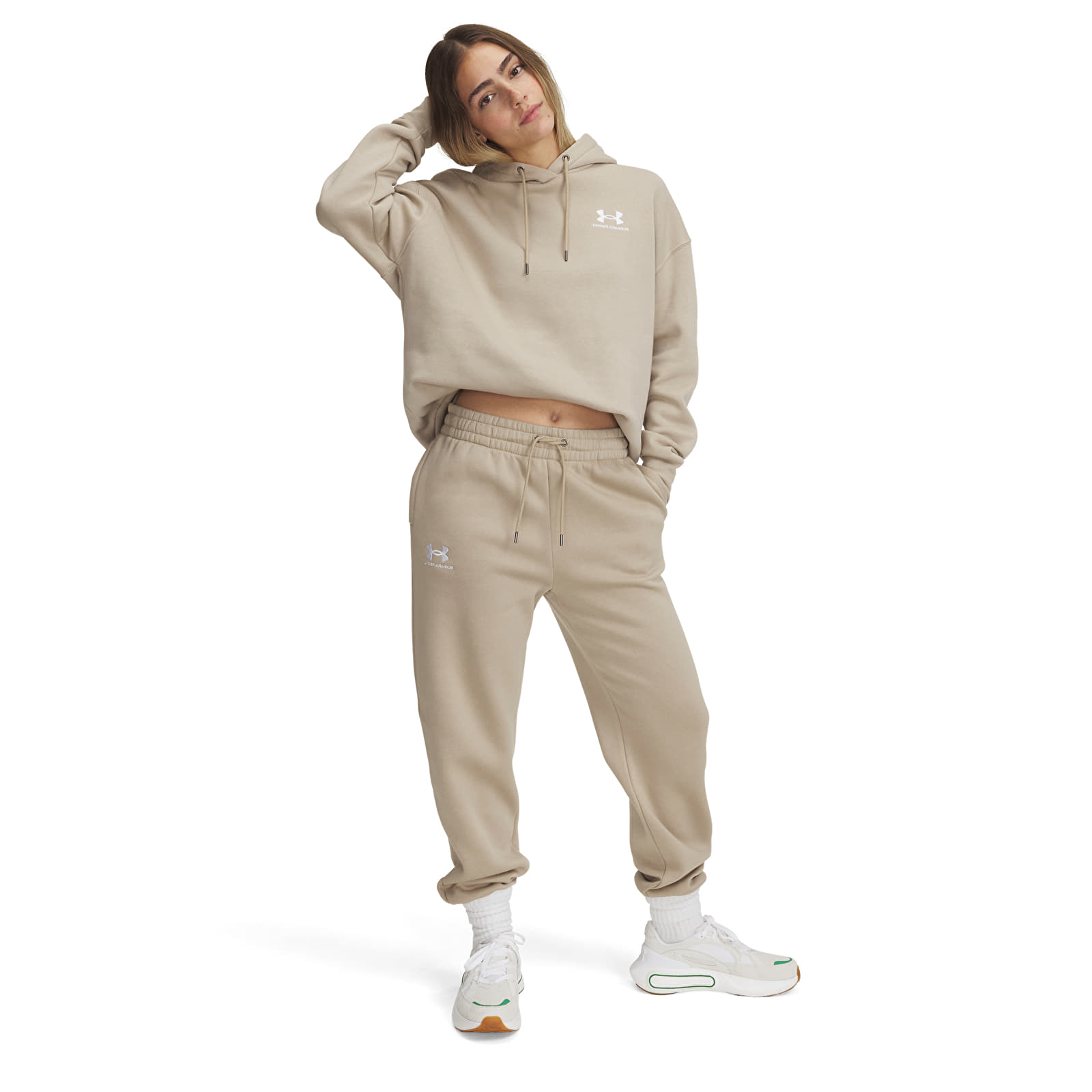 Women's Trousers Under Armour Icon Fleece Jogger City Khaki/ White