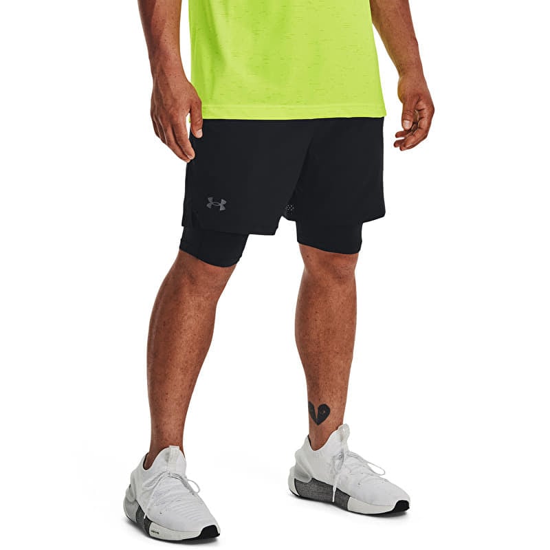 Pantaloni scurți Under Armour Vanish Woven 2in1 Sts Black/ Black/ Pitch Gray