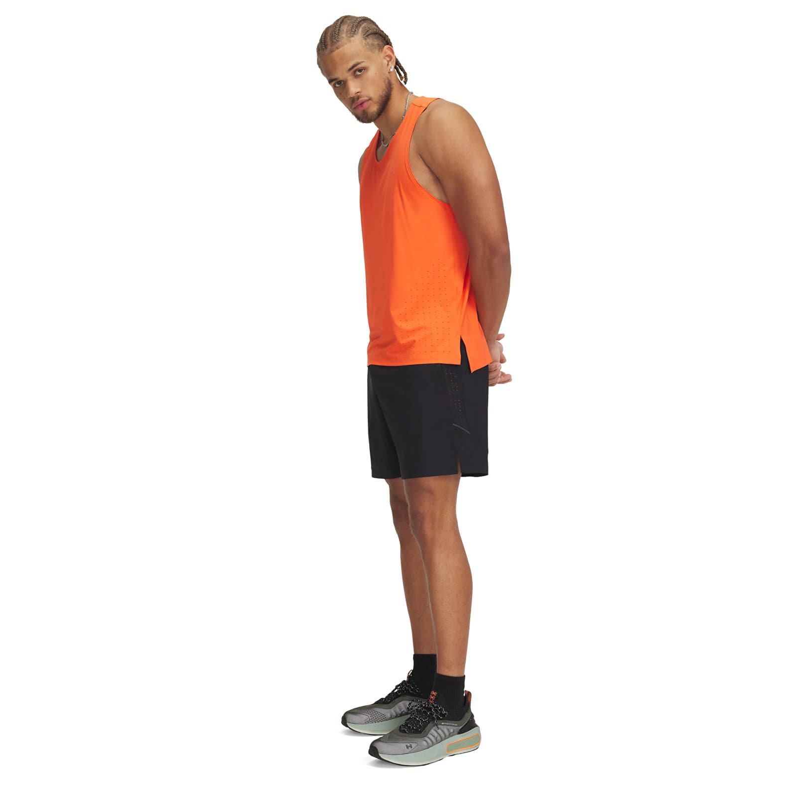 Men's shorts Under Armour LAUNCH PRO 2n1 7'' SHORTS Black/ Fire/ Reflective