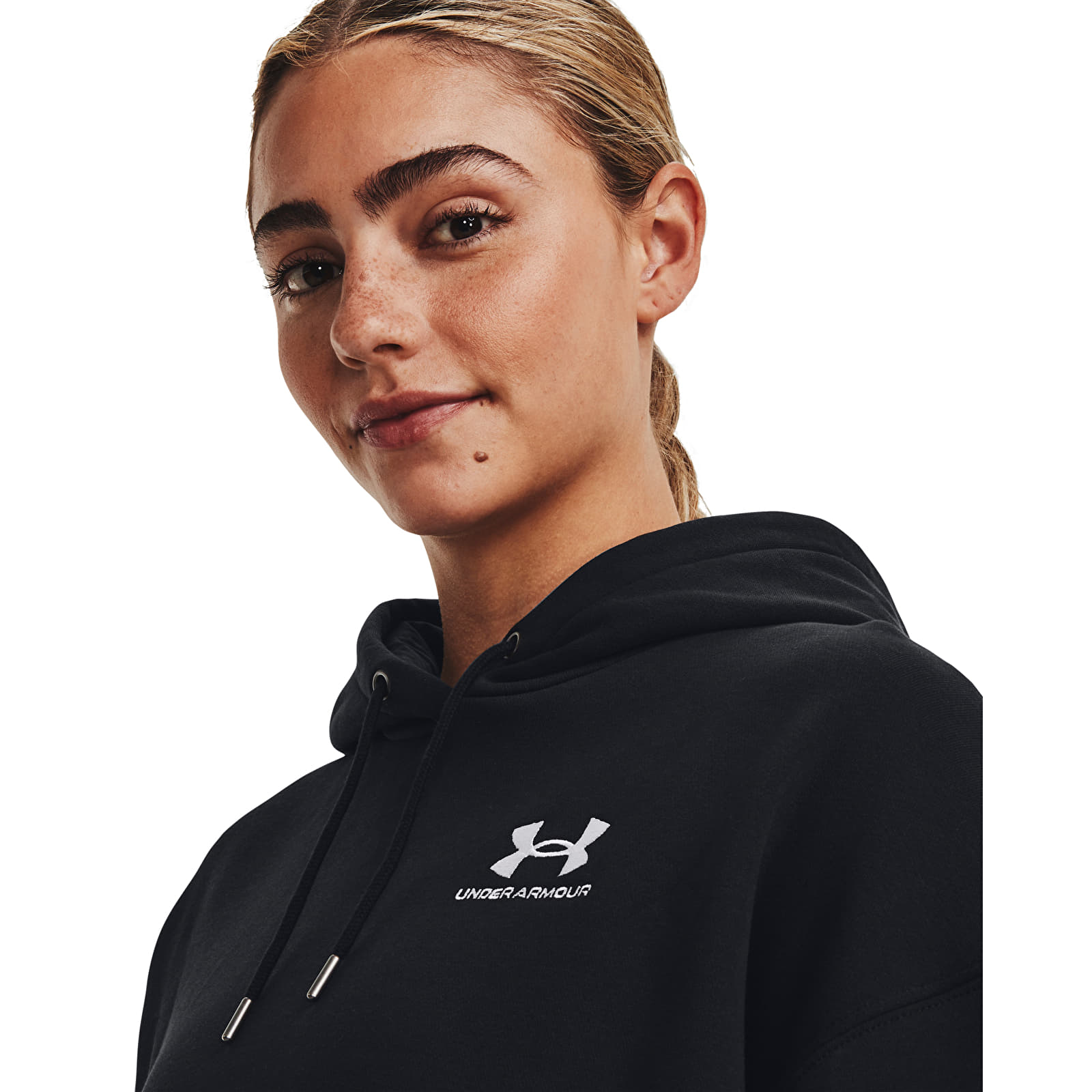 Bluzy damskie Under Armour Icon Fleece OS Hoodie Black/ White