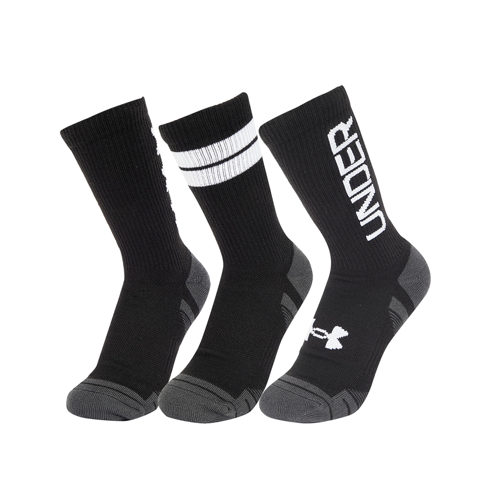 Calcetines para hombre Under Armour Perf Tech Nov 3-Pack Crew Black/ Black/ White