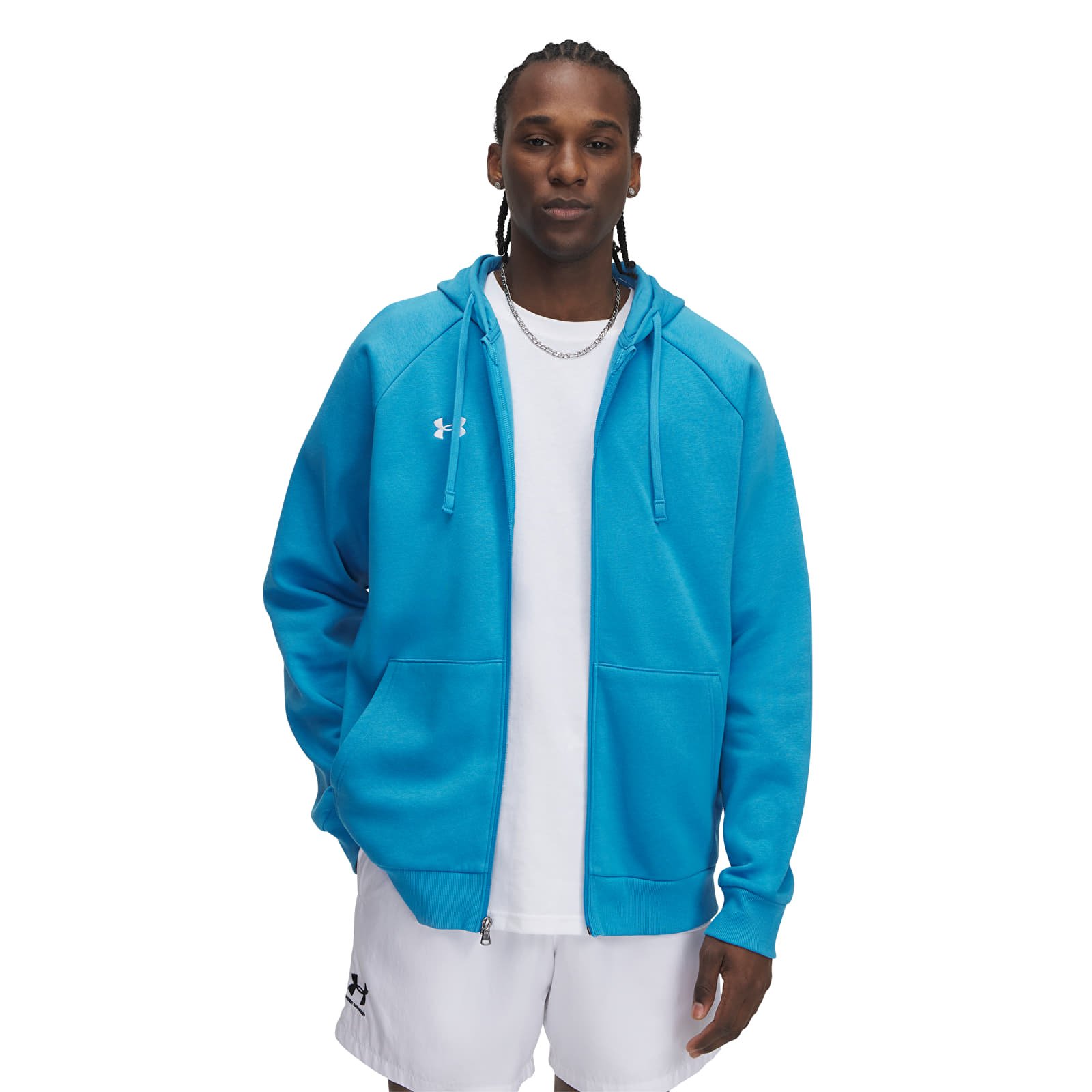 Herren-Sweatshirts Under Armour Rival Fleece FZ Hoodie Ether Blue/ White