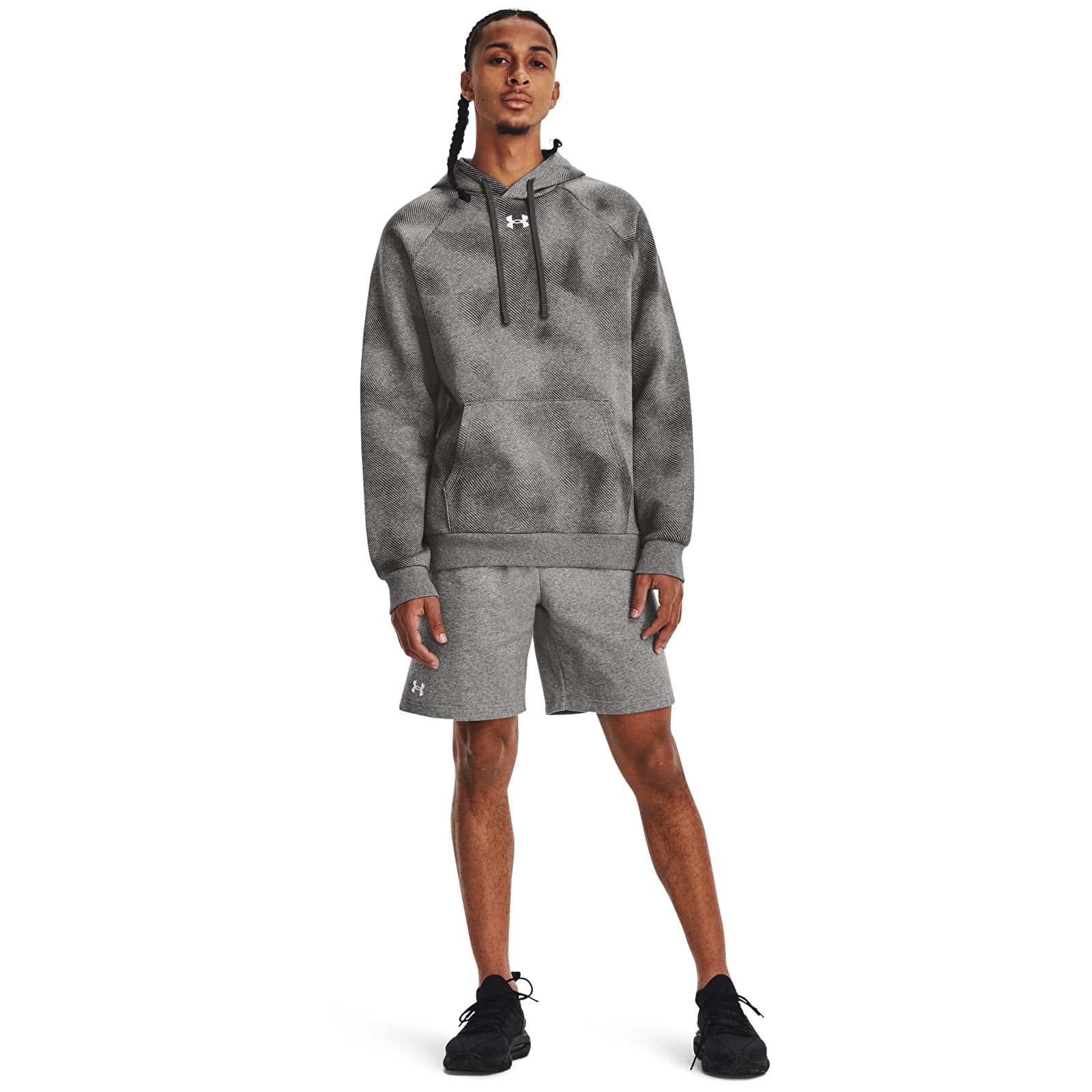 Men's shorts Under Armour Rival Fleece Shorts Castlerock Light Heather/ White