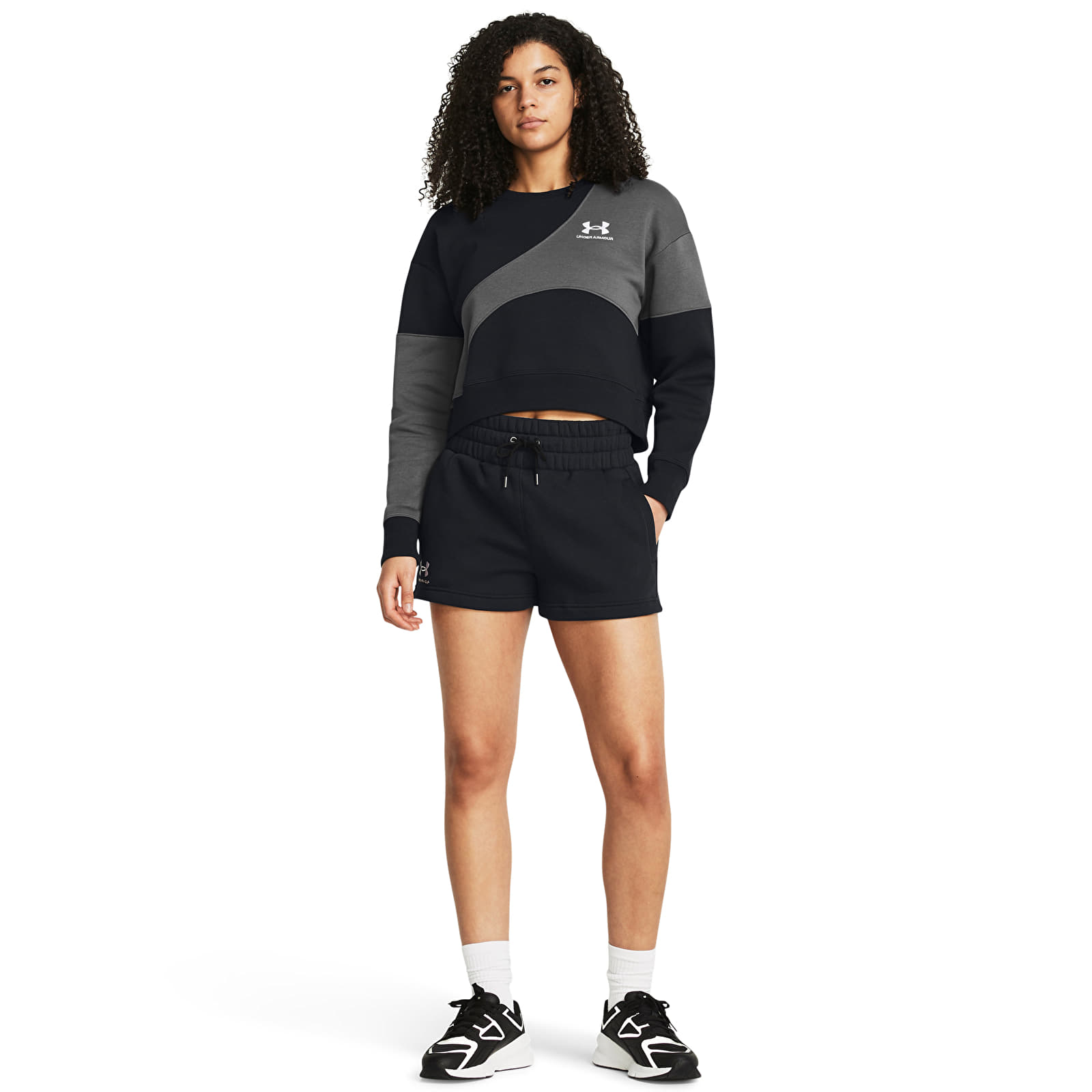Sieviešu šorti Under Armour Icon Fleece Boxer Short Black/ White