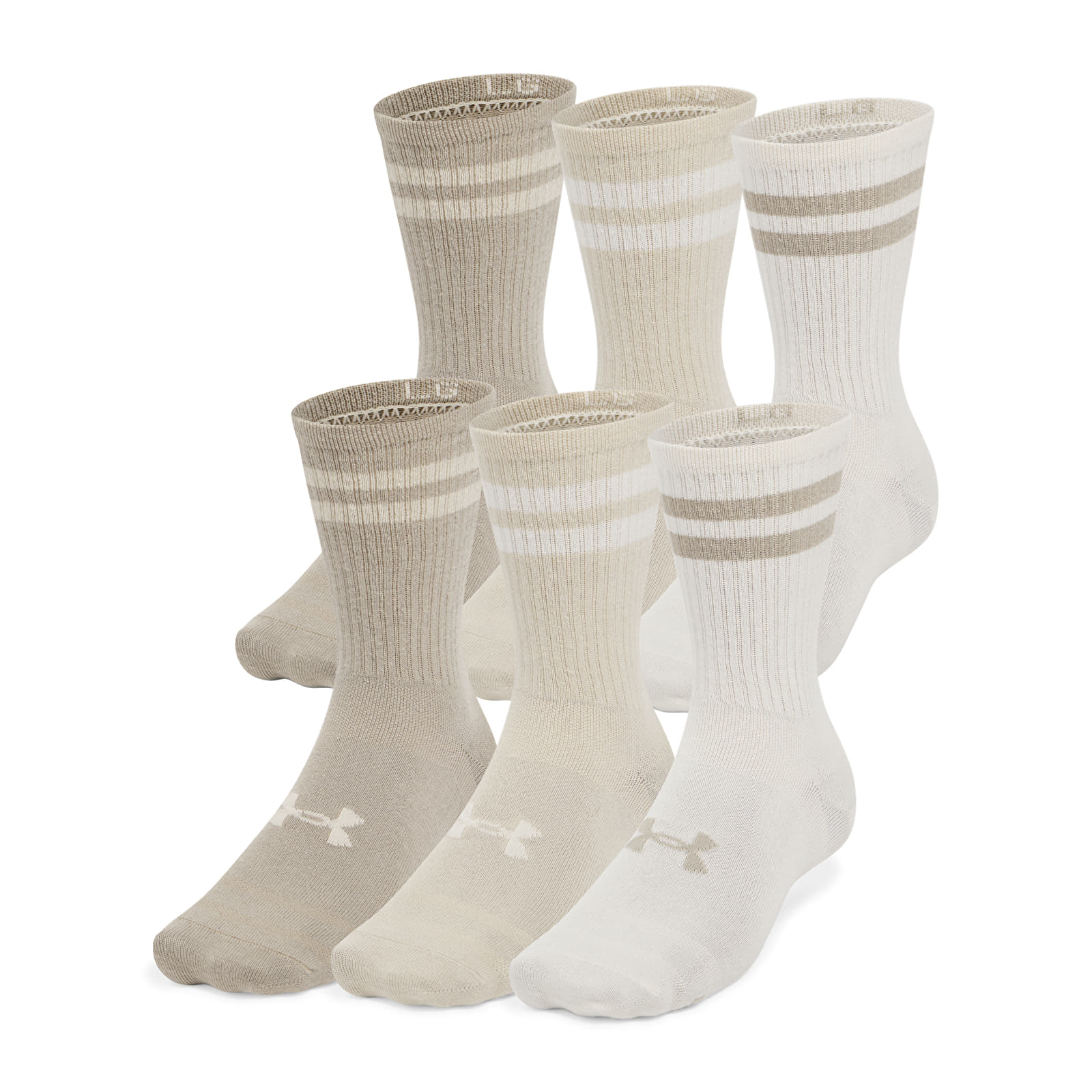 Calcetines para hombre Under Armour Essential 6-Pack Crew Stone/ Stone/ Timberwolf Taupe