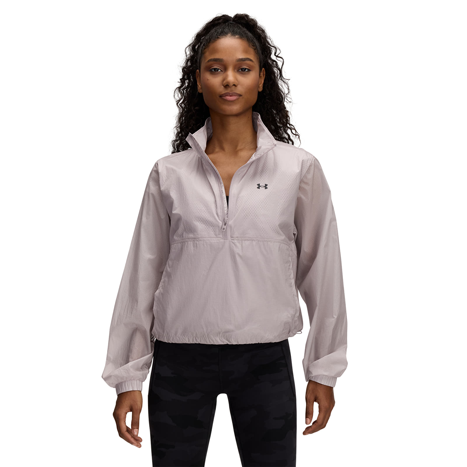 Casacos de senhora Under Armour Rival Woven HZ Anorak Gray Dawn/ Black