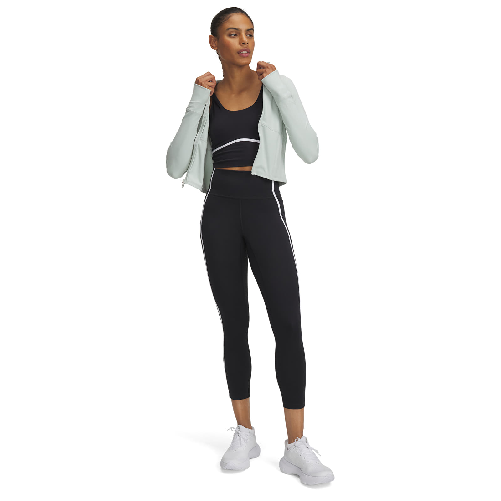 Leggings für Frauen Under Armour Meridian Piped Ankle Leg Black/ White/ Black