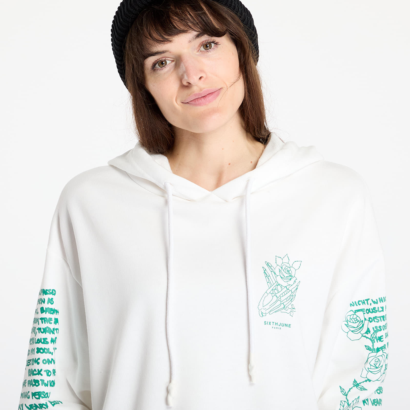 Mikiny Sixth June Skull Print Hoodie White