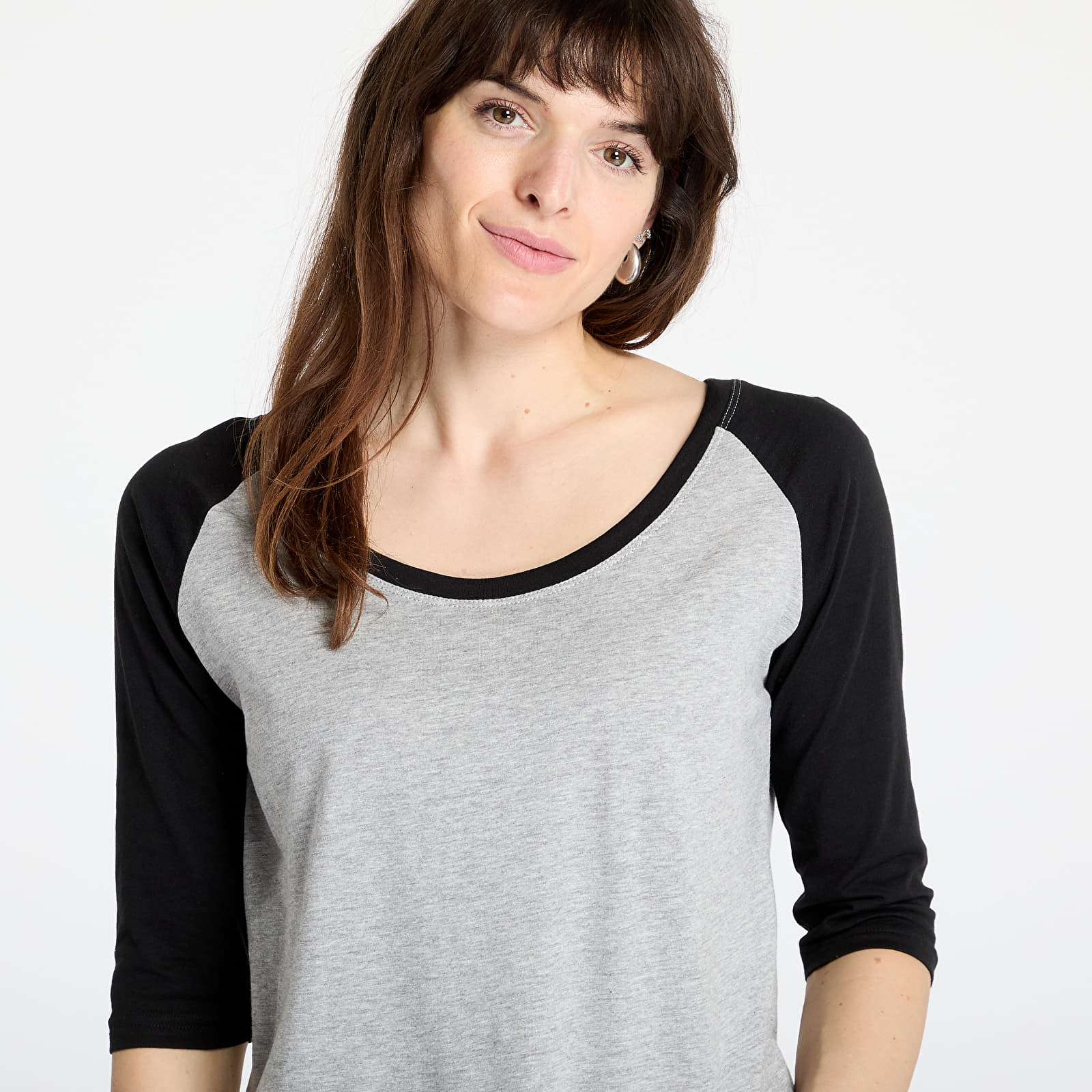 T-shirts Urban Classics Ladies 3/4 Contrast Raglan Grey/ Black