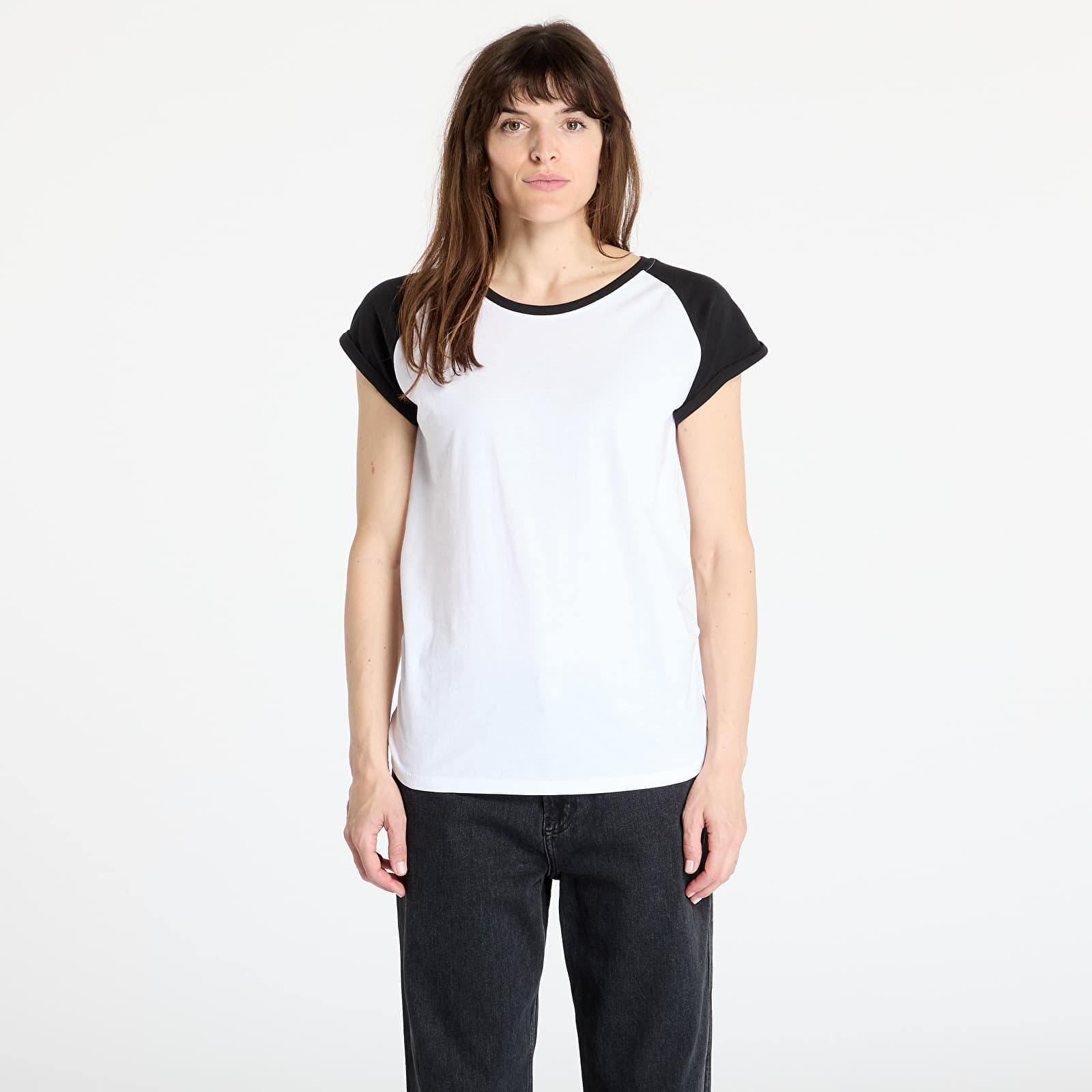 Trička Urban Classics Ladies Contrast Raglan Tee White/ Black
