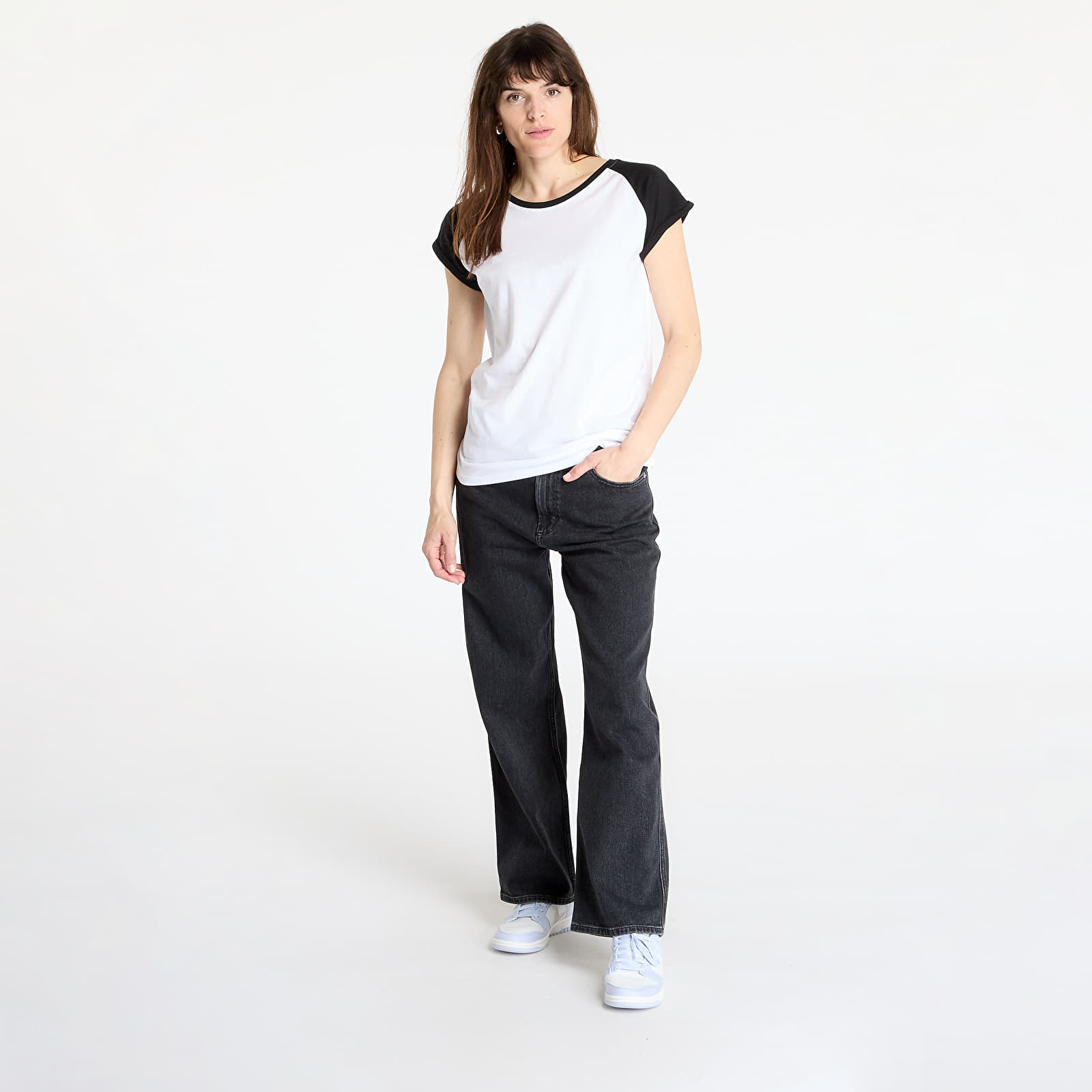 Trička Urban Classics Ladies Contrast Raglan Tee White/ Black
