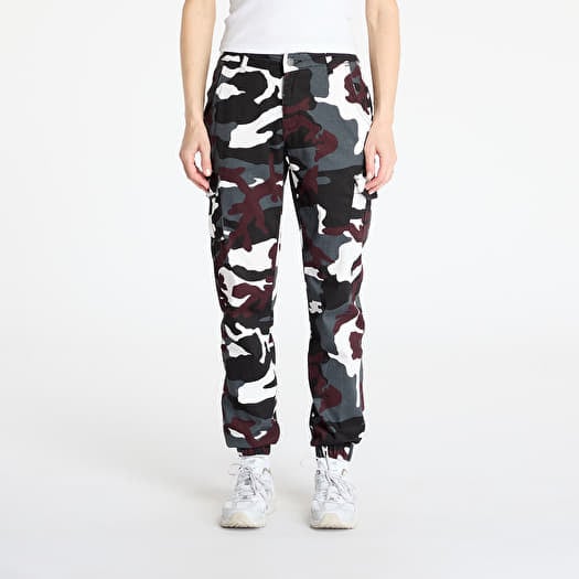 Urban Classics Ladies High Waist Camo Cargo Pants Camo Burgundy