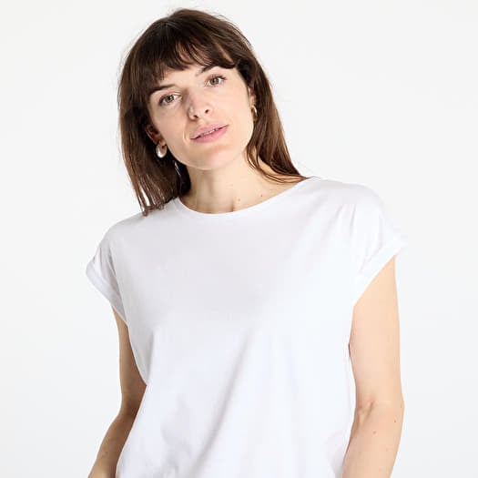 Urban Classics Meisjes T-shirt Girls Organic Extended Shoulder Tee 2-pack White/girlypink 122/128, wit/girlypink, 122/128 cm