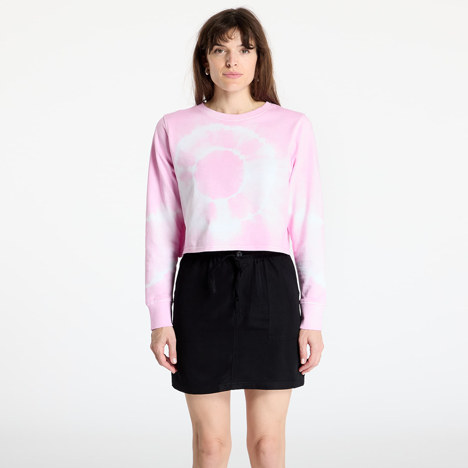 Mikiny Urban Classics Ladies Tie Dye Cropped Crewneck Pink