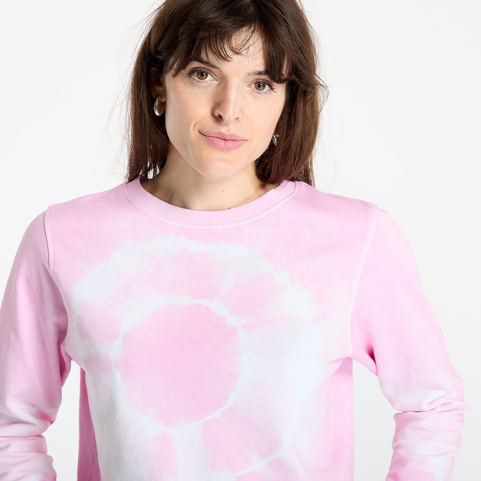 Mikiny Urban Classics Ladies Tie Dye Cropped Crewneck Pink