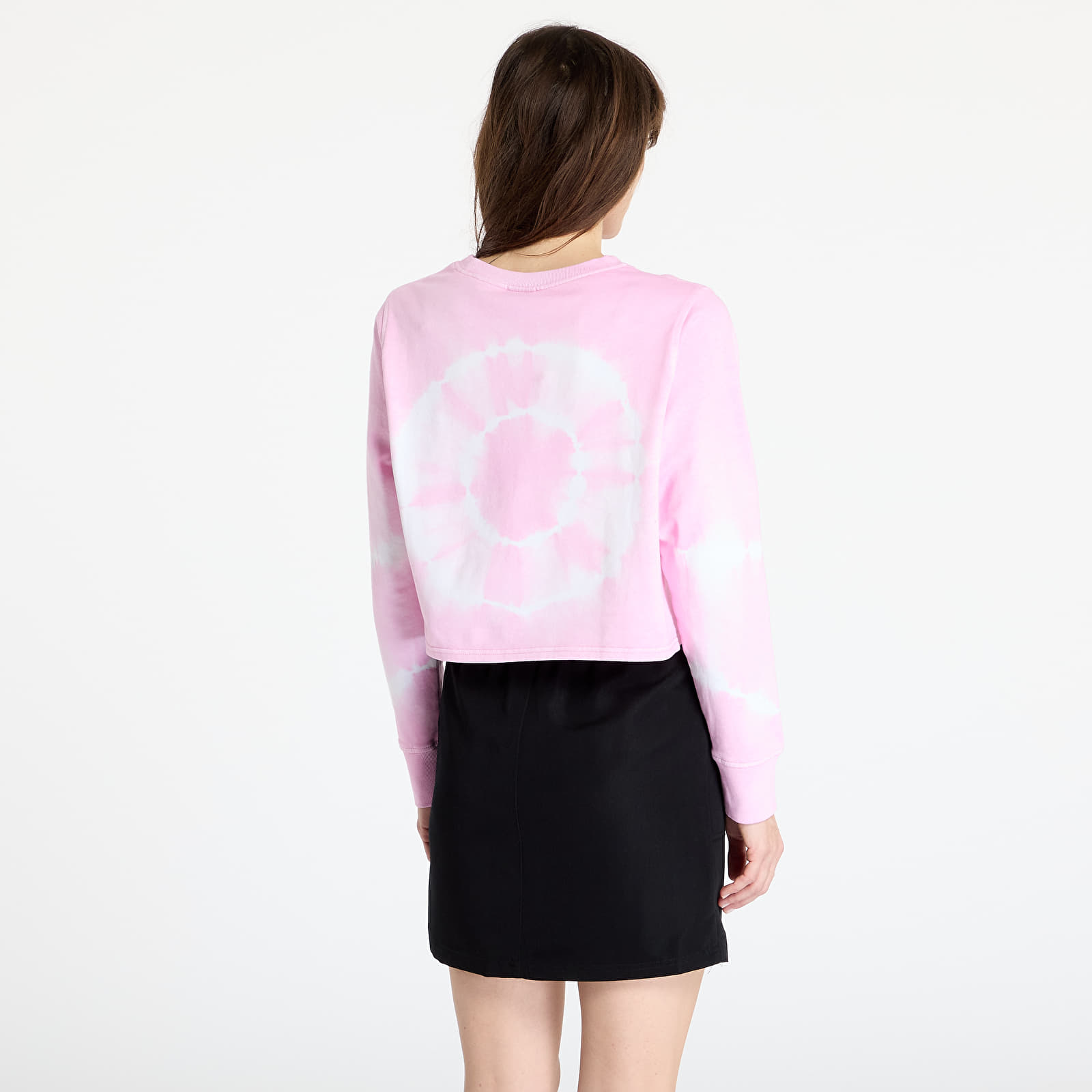 Mikiny Urban Classics Ladies Tie Dye Cropped Crewneck Pink