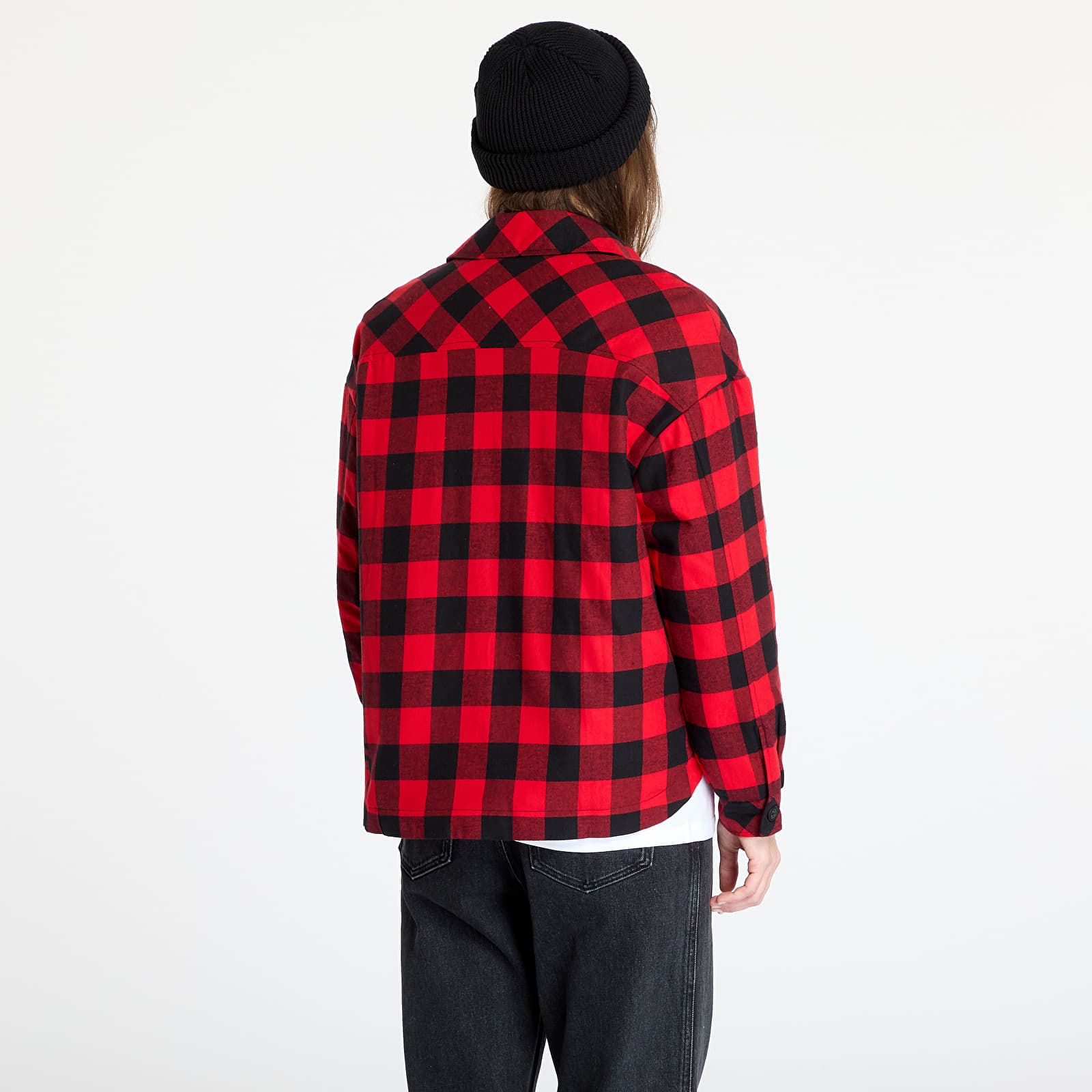 Jackets Urban Classics Ladies Flanell Padded Overshirt Black / Red