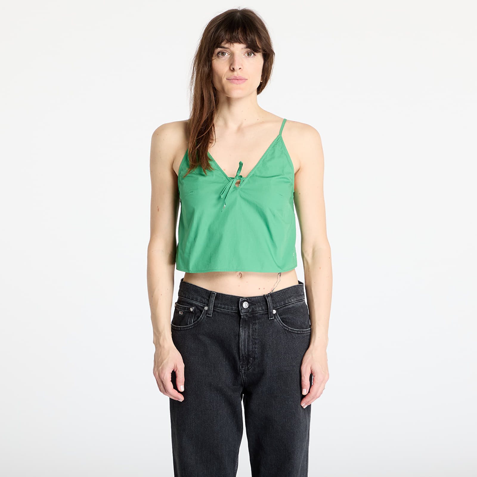 Tricou TOMMY JEANS Poplin Strappy Top Coastal Green M
