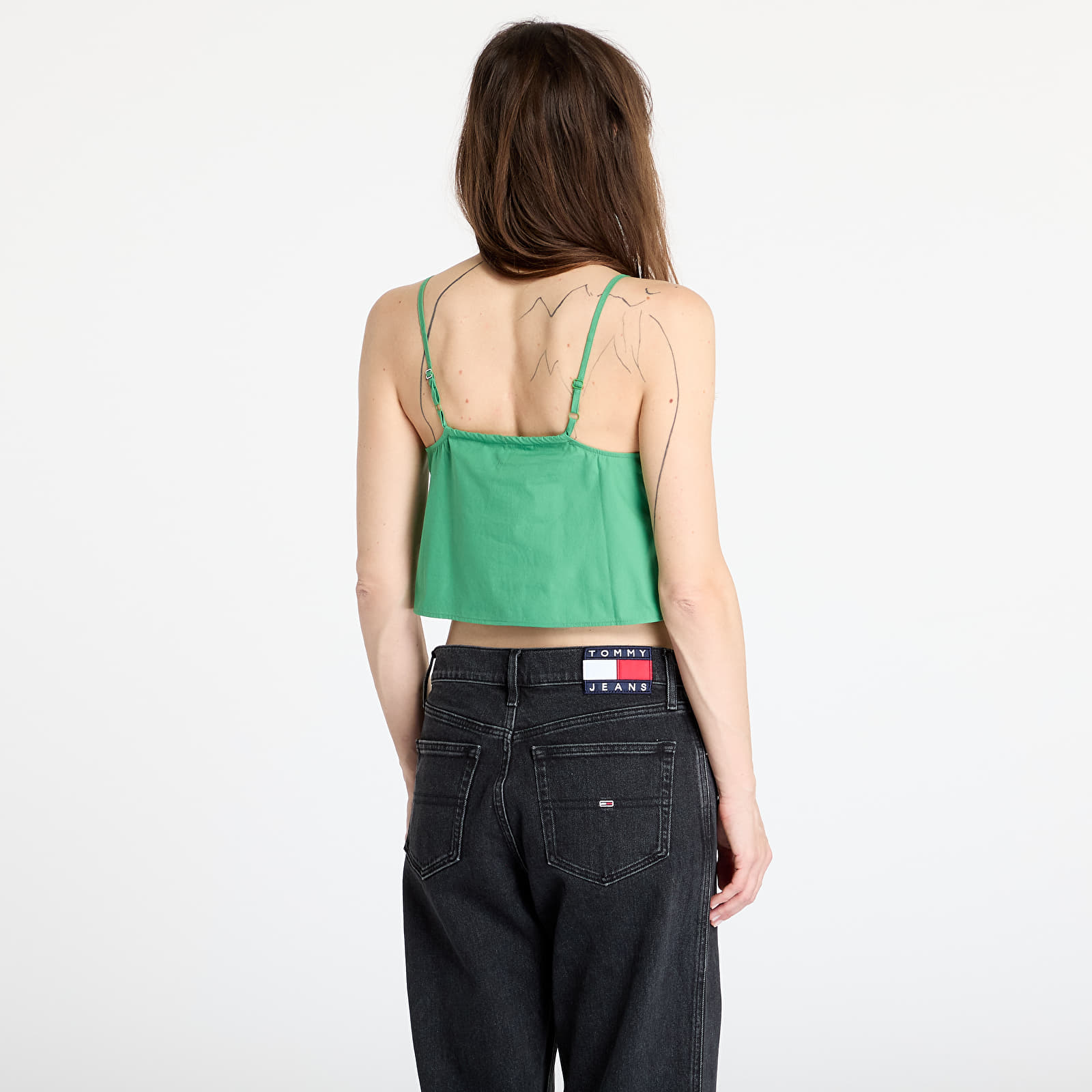 Tank tops TOMMY JEANS Poplin Strappy Top Coastal Green
