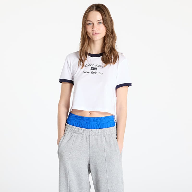 T-shirt Calvin Klein Jeans Drapey Jersey Crop Brilliant White/ Baritone Blue