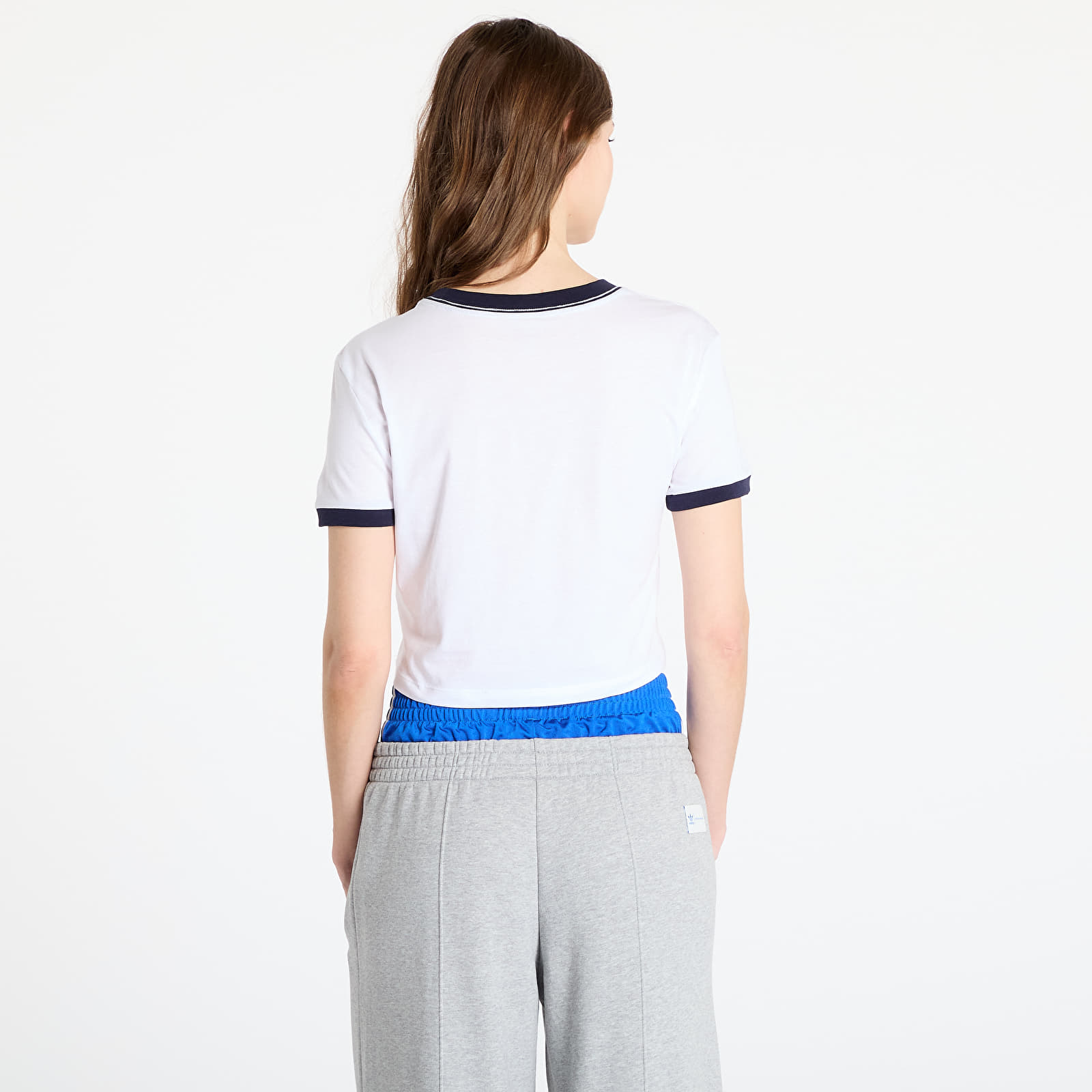 Damen-T-Shirts Calvin Klein Jeans Drapey Jersey Crop Brilliant White/ Baritone Blue