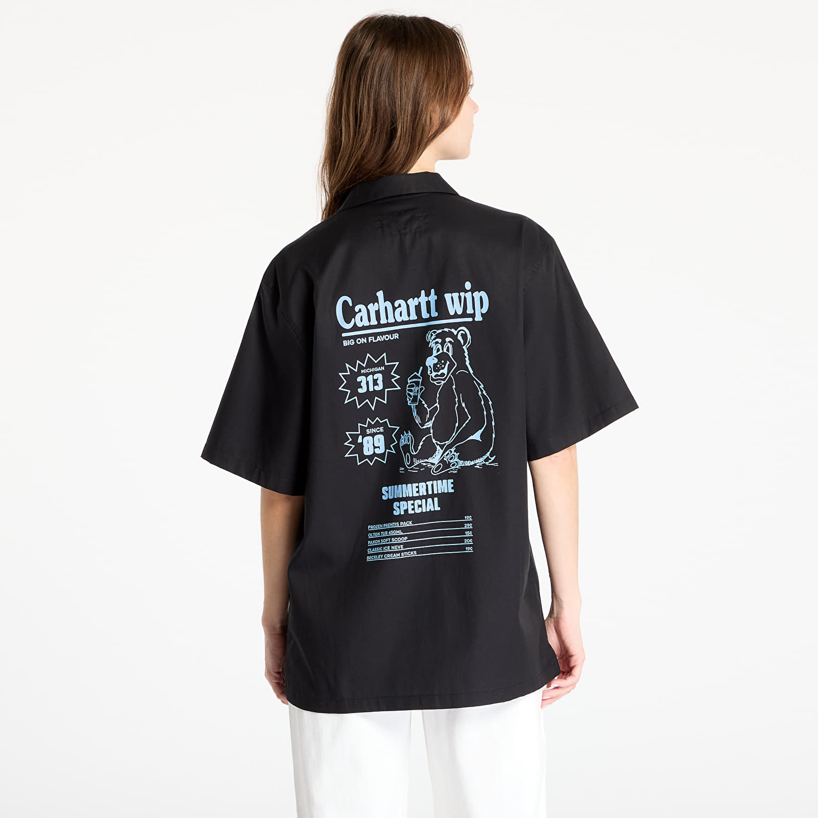 Men's shirts Carhartt WIP Short Sleeve Deli Shirt UNISEX Black/ Bluebird