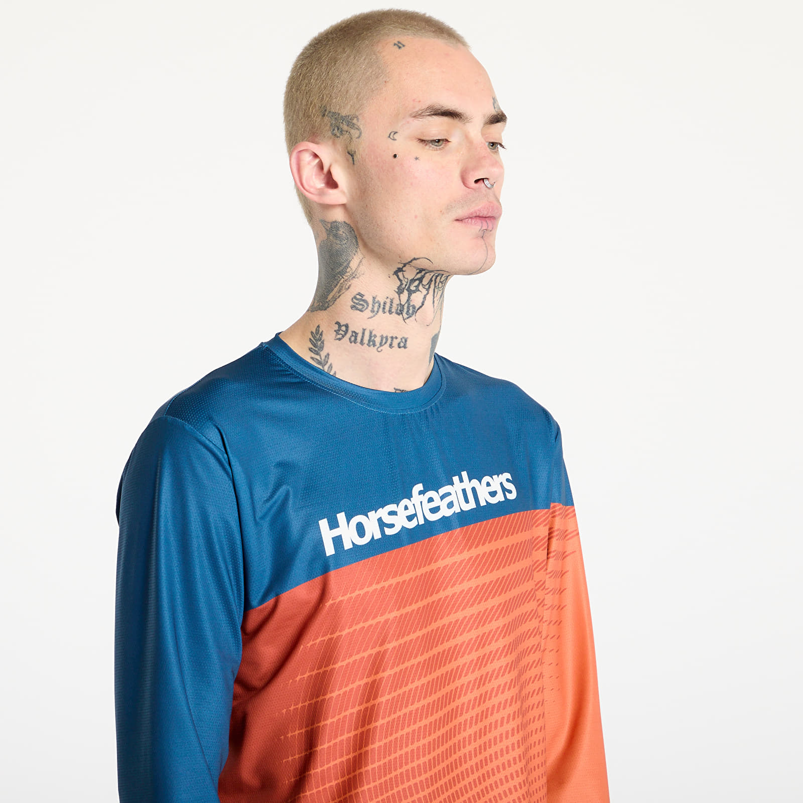 Trikood Horsefeathers Quantum Ls Bike Jersey Petrol/ Burnt Orange