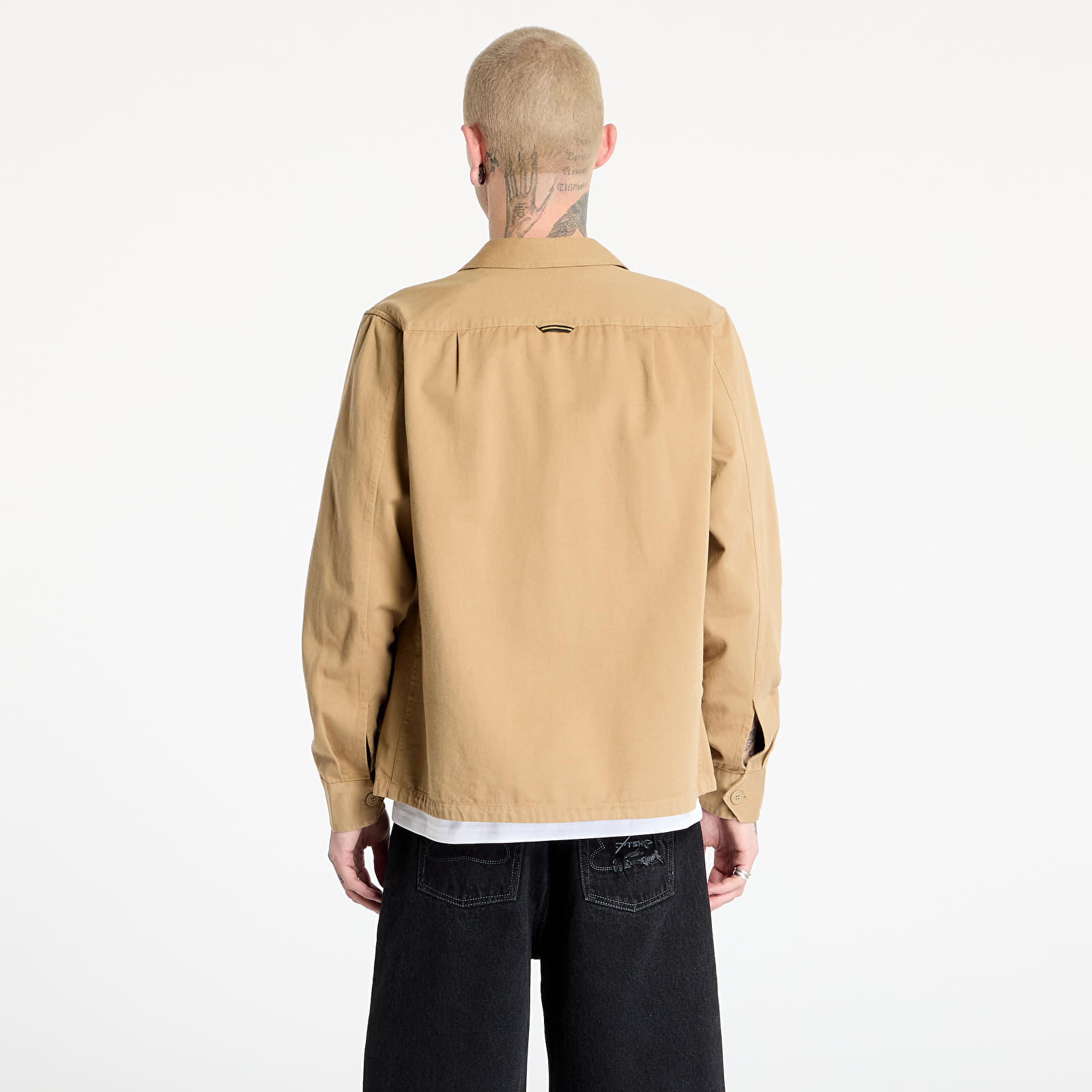 Camisas para hombre FRED PERRY Twill Zip-Through Overshirt Warm Stone