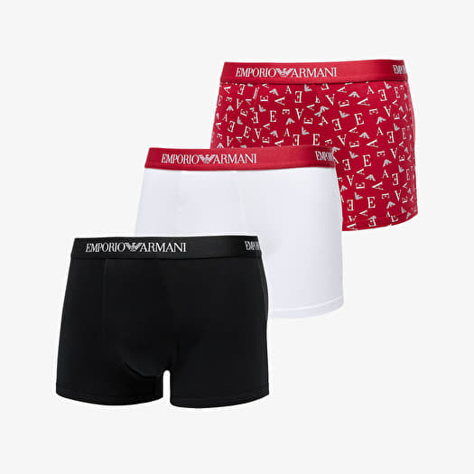 EA7 Emporio Armani 3-Pack Trunk White/ Scooter White Prt/ Blk