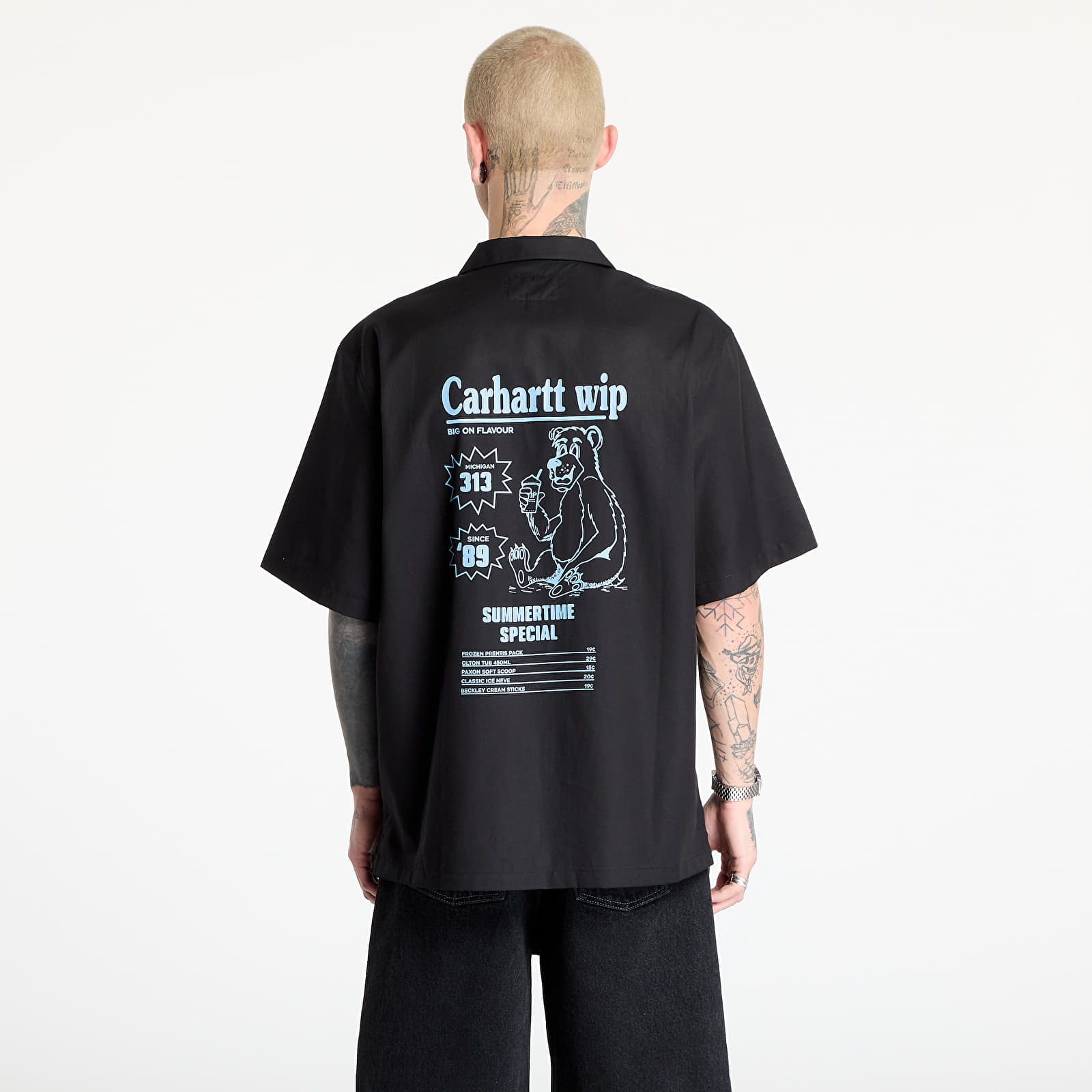 Men's shirts Carhartt WIP Short Sleeve Deli Shirt UNISEX Black/ Bluebird