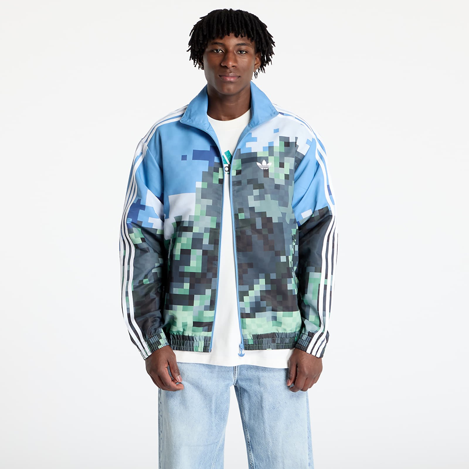 Herrenjacken adidas x Minecraft Tracktop Blue/ Hazy Blue/ Magic Lime