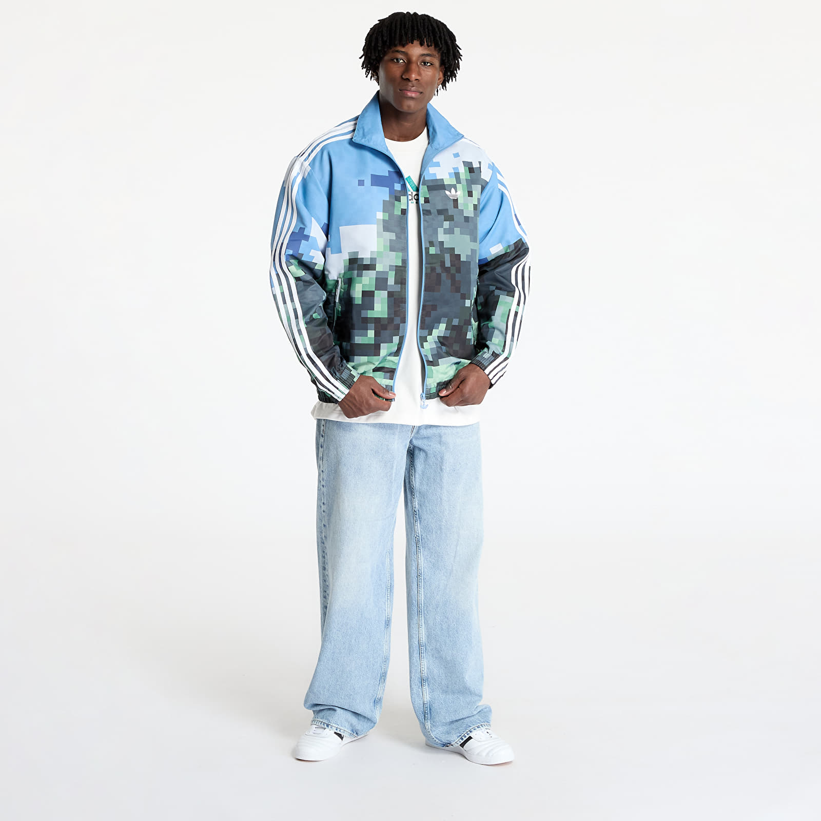 Herrenjacken adidas x Minecraft Tracktop Blue/ Hazy Blue/ Magic Lime