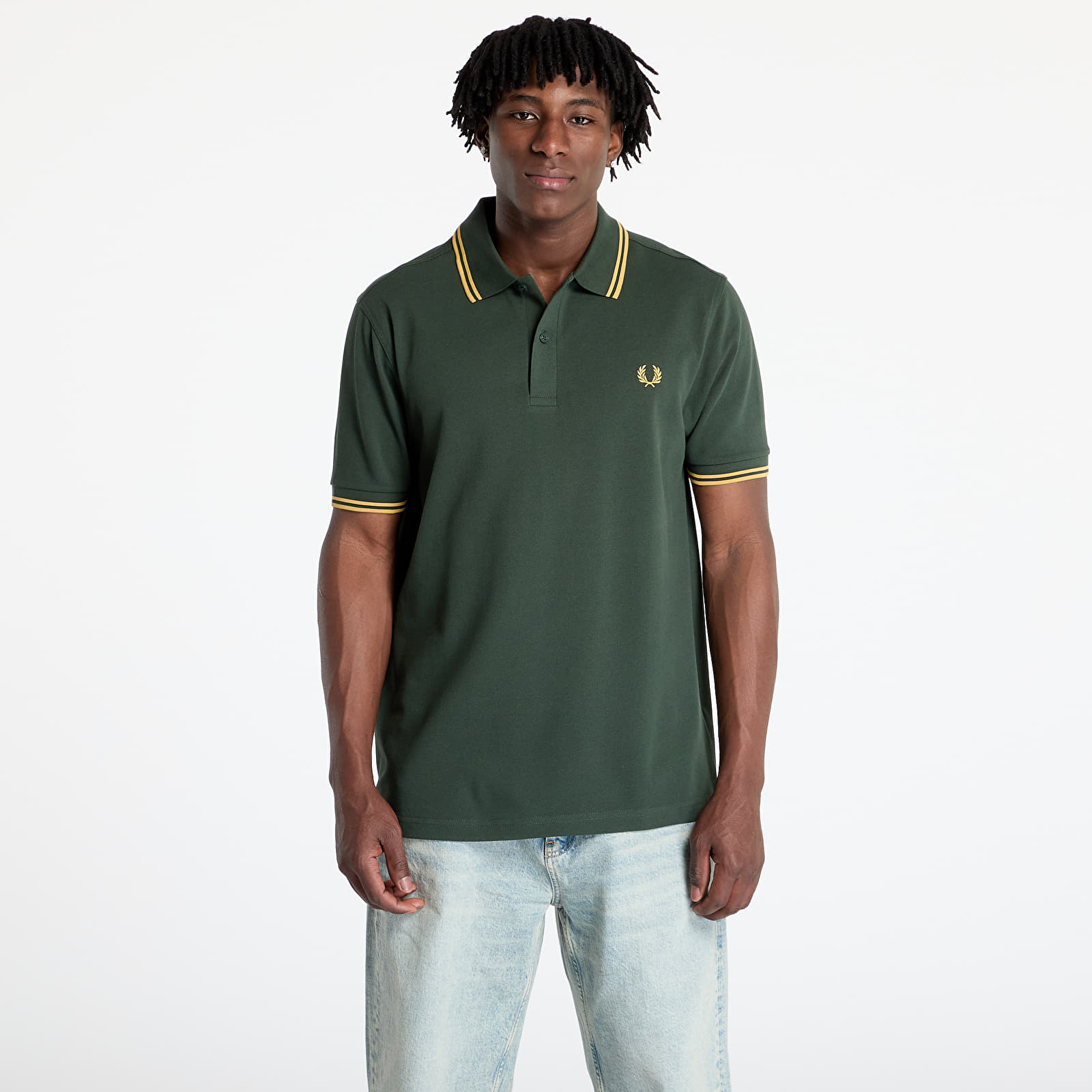 Herren-T-Shirts FRED PERRY Twin Tipped Shirt Crt Grn/ Hnycmb