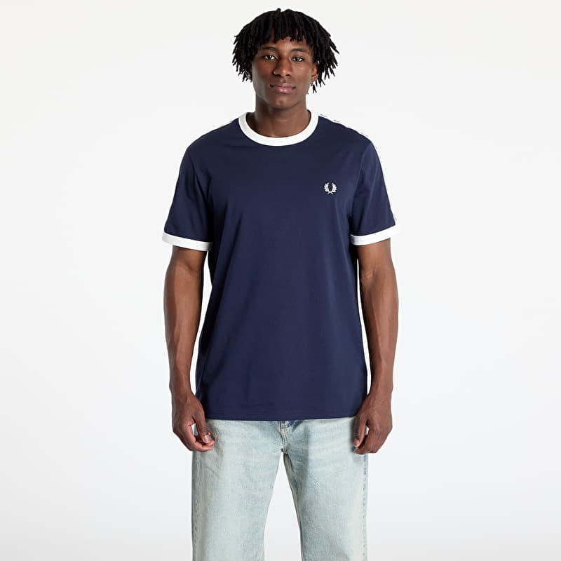 Tričko FRED PERRY Taped Ringer T-Shirt Carbon Blue