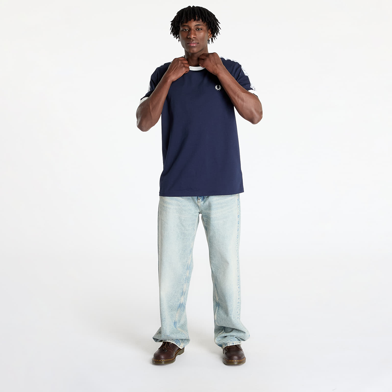 Moške majice FRED PERRY Taped Ringer T-Shirt Carbon Blue