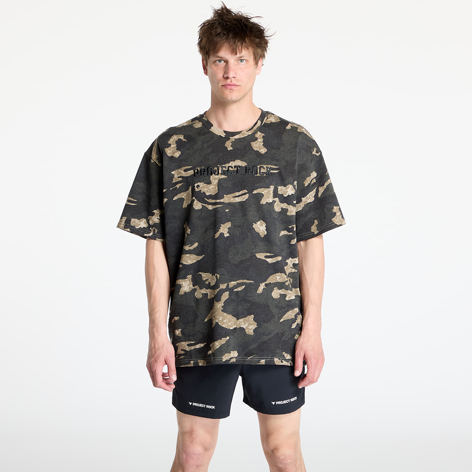 Camisetas hombre Under Armour Project Rock All Over Print T-shirt Grey/ Green