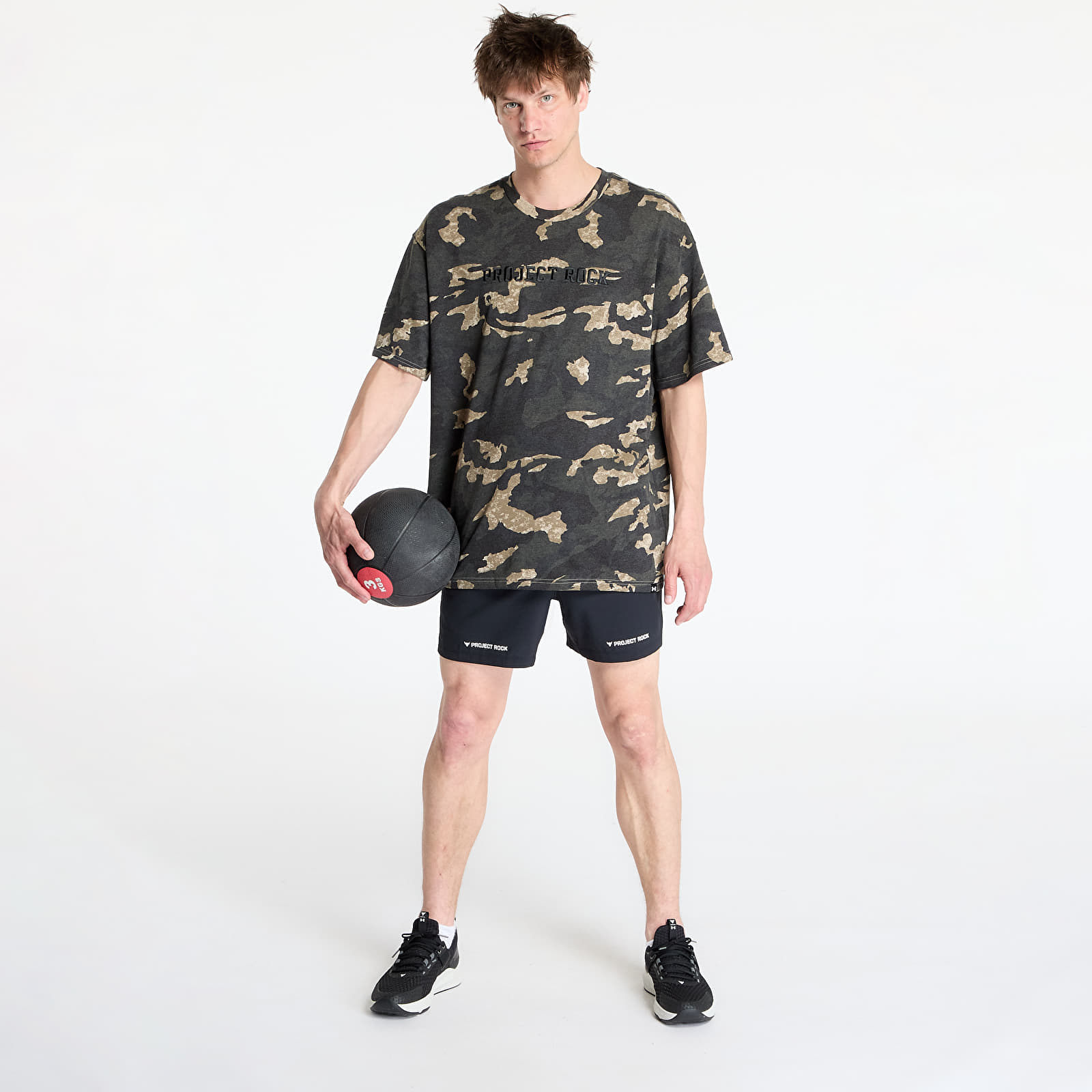 Camisetas hombre Under Armour Project Rock All Over Print T-shirt Grey/ Green