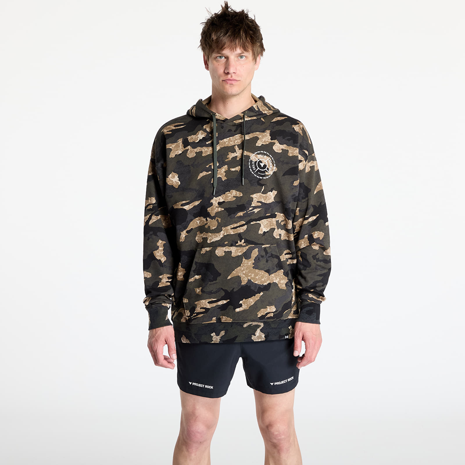 Sweatshirt Under Armour Project Rock AOP Terry Hoodie Grey/ Green M
