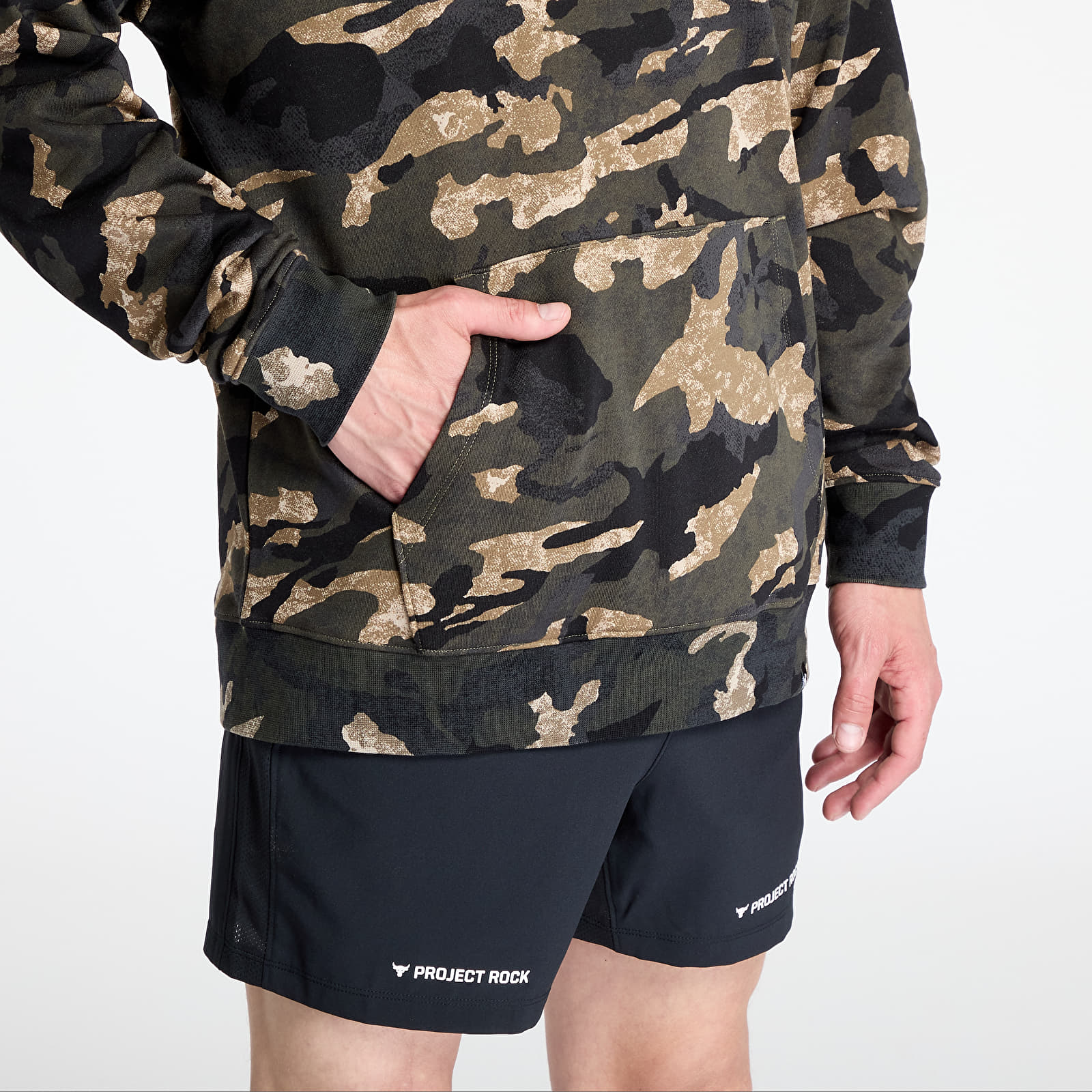 Meeste kampsunid Under Armour Project Rock AOP Terry Hoodie Grey/ Green