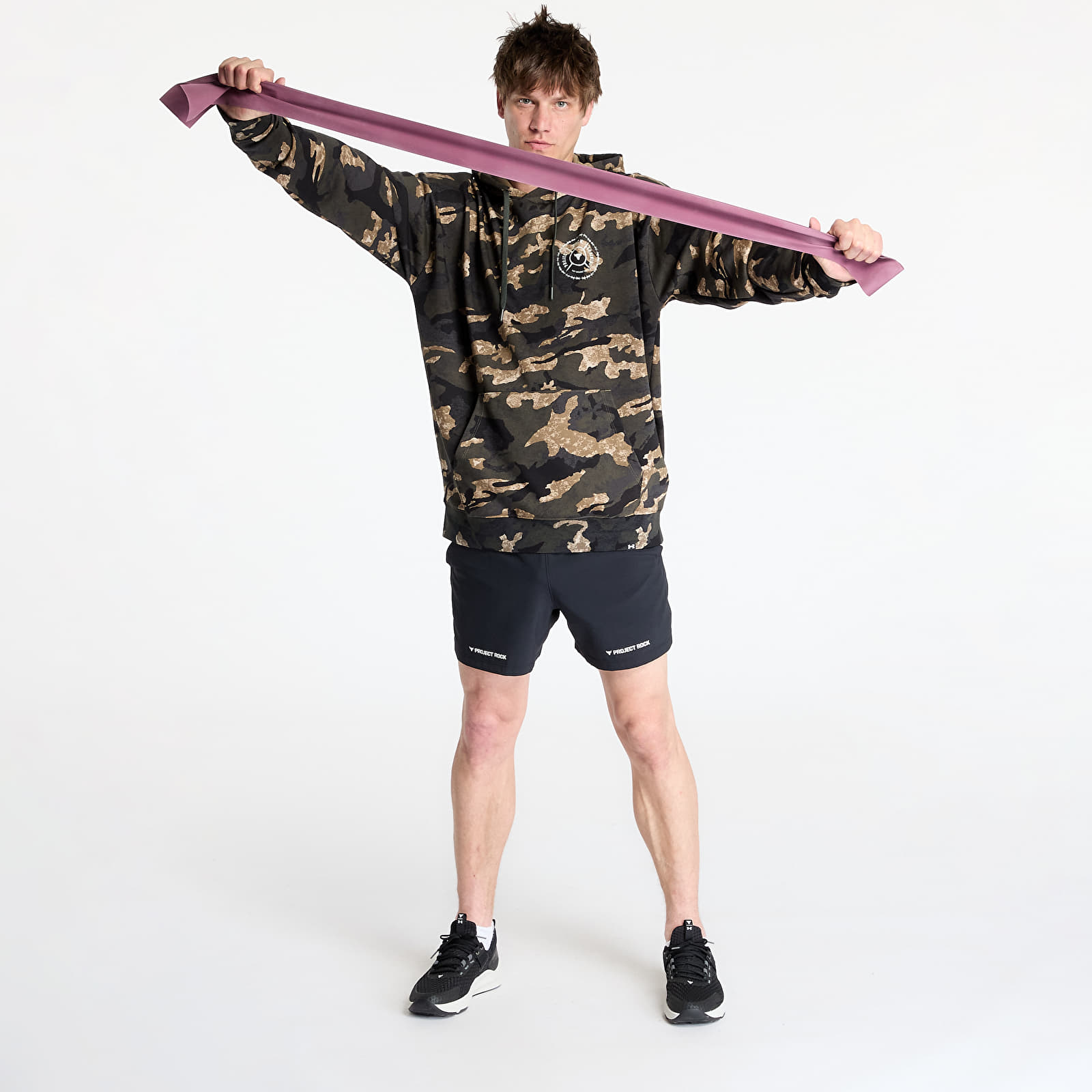 Meeste kampsunid Under Armour Project Rock AOP Terry Hoodie Grey/ Green