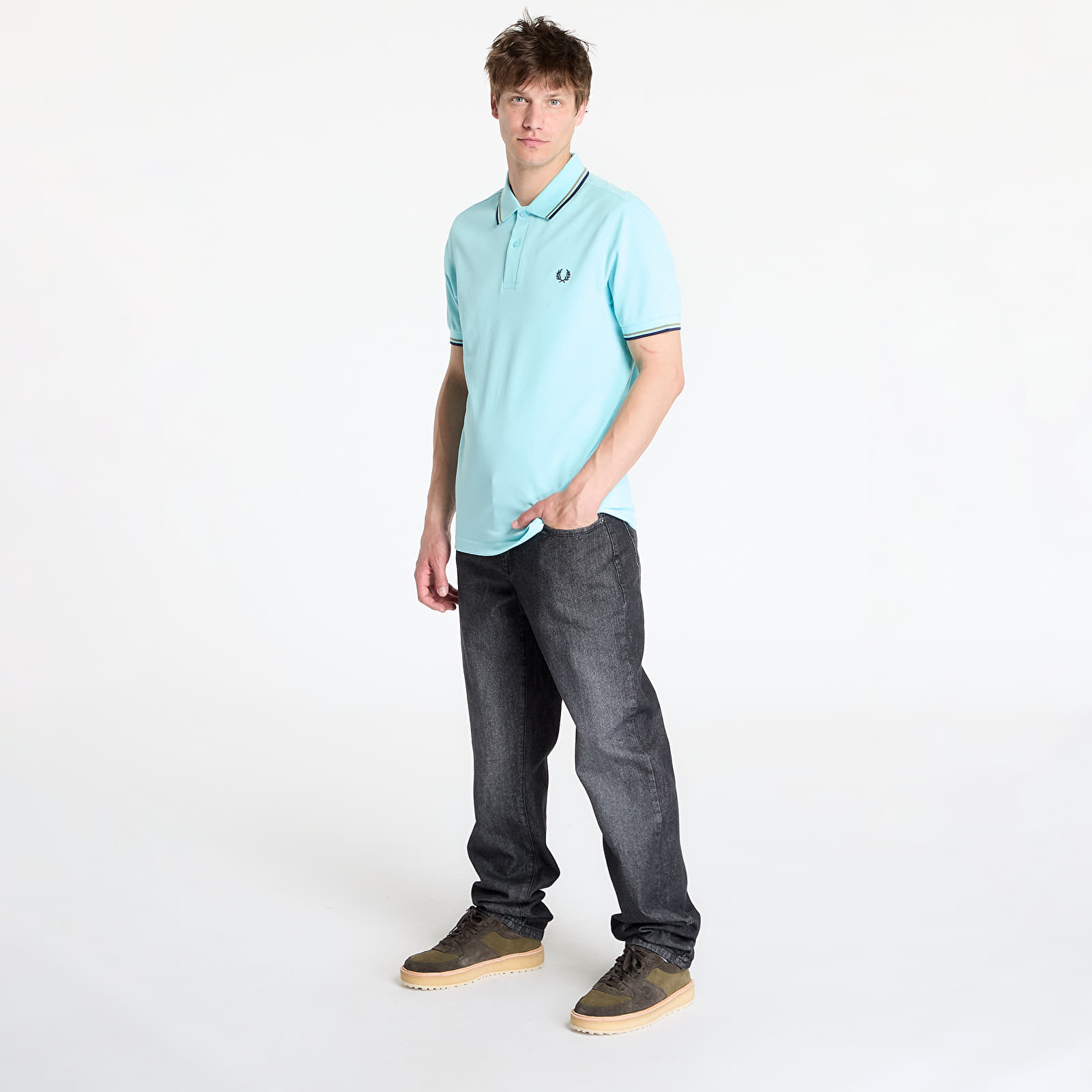 Camisetas FRED PERRY Twin Tipped Shirt Mint Blue/ Olive Mint/ French Navy