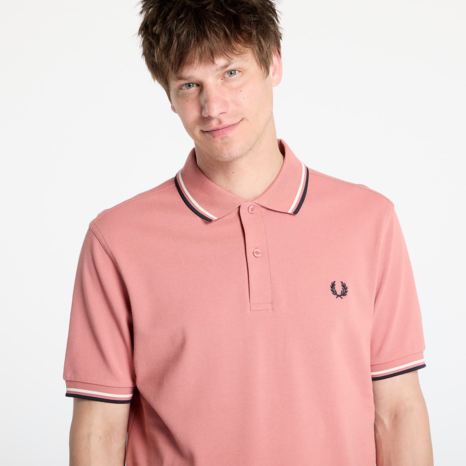 Camisetas FRED PERRY Twin Tipped Shirt Putty Pink/ Ecru/ Navy